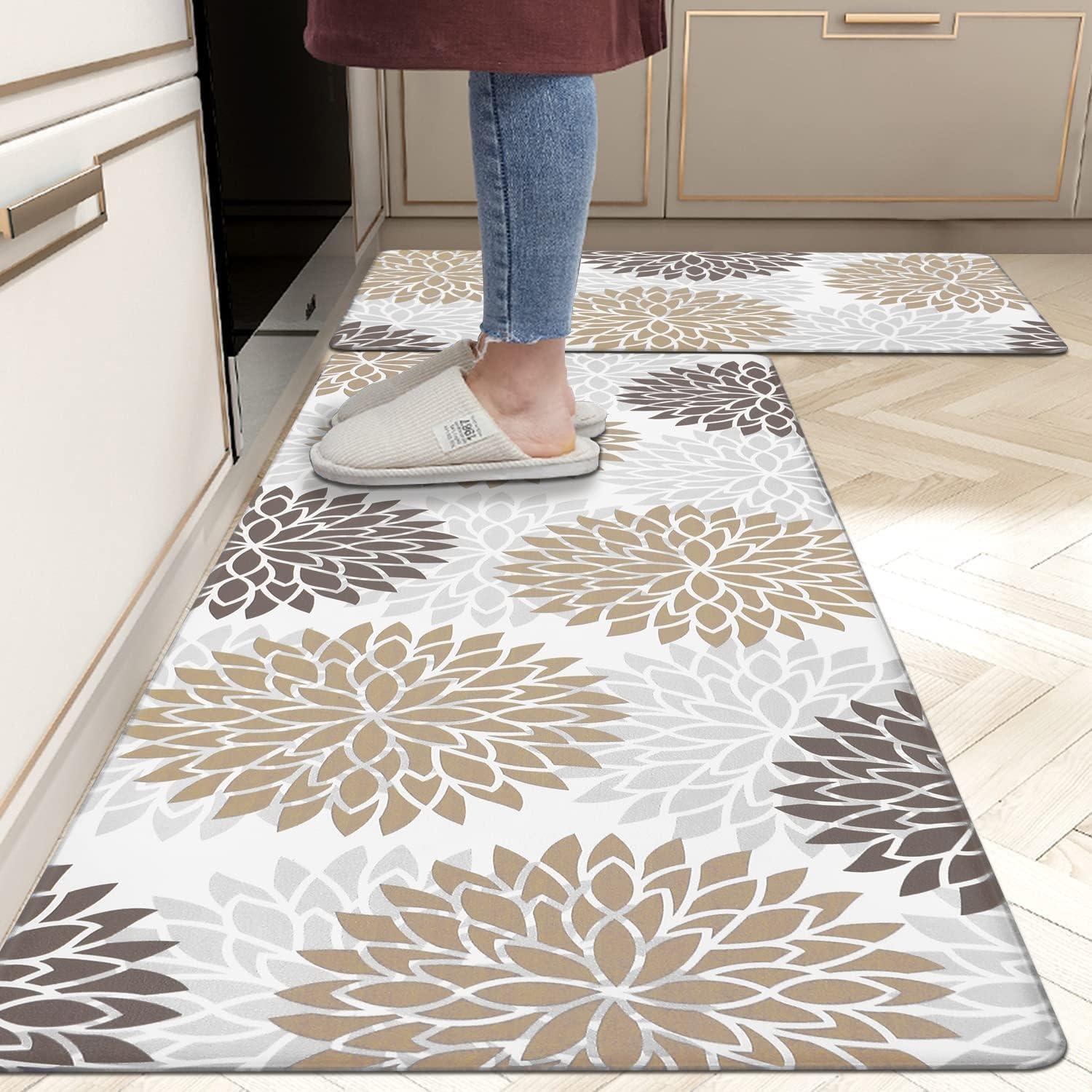 Red Barrel Studio® Kitchen Mats Set Of 2 Cushioned Anti Fatigue Kitchen Rugs Non Slip Waterproof Kitchen Runner Memory Foam Kitchen Floor Mat Comfort Standing Mat For Sink,Office,Laundry
