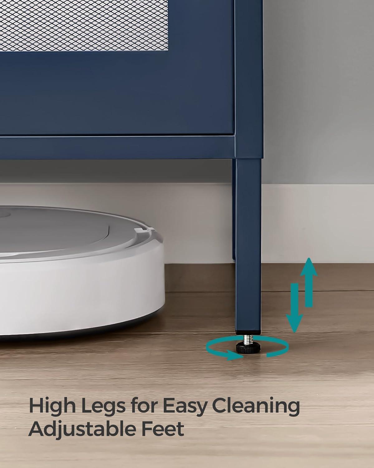 Metal Storage Cabinet with Mesh Doors, Steel Display Cabinets with Adjustable Shelves for Bathroom Home Office, Midnight Blue UOMC002Q03