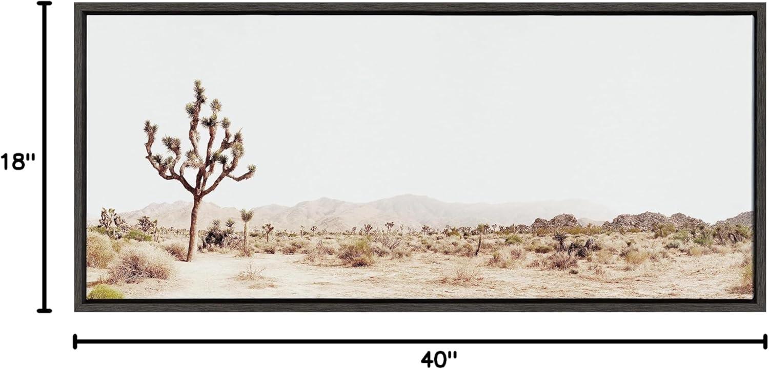 Gray Framed Joshua Tree Desert Landscape Canvas Art, 18x40