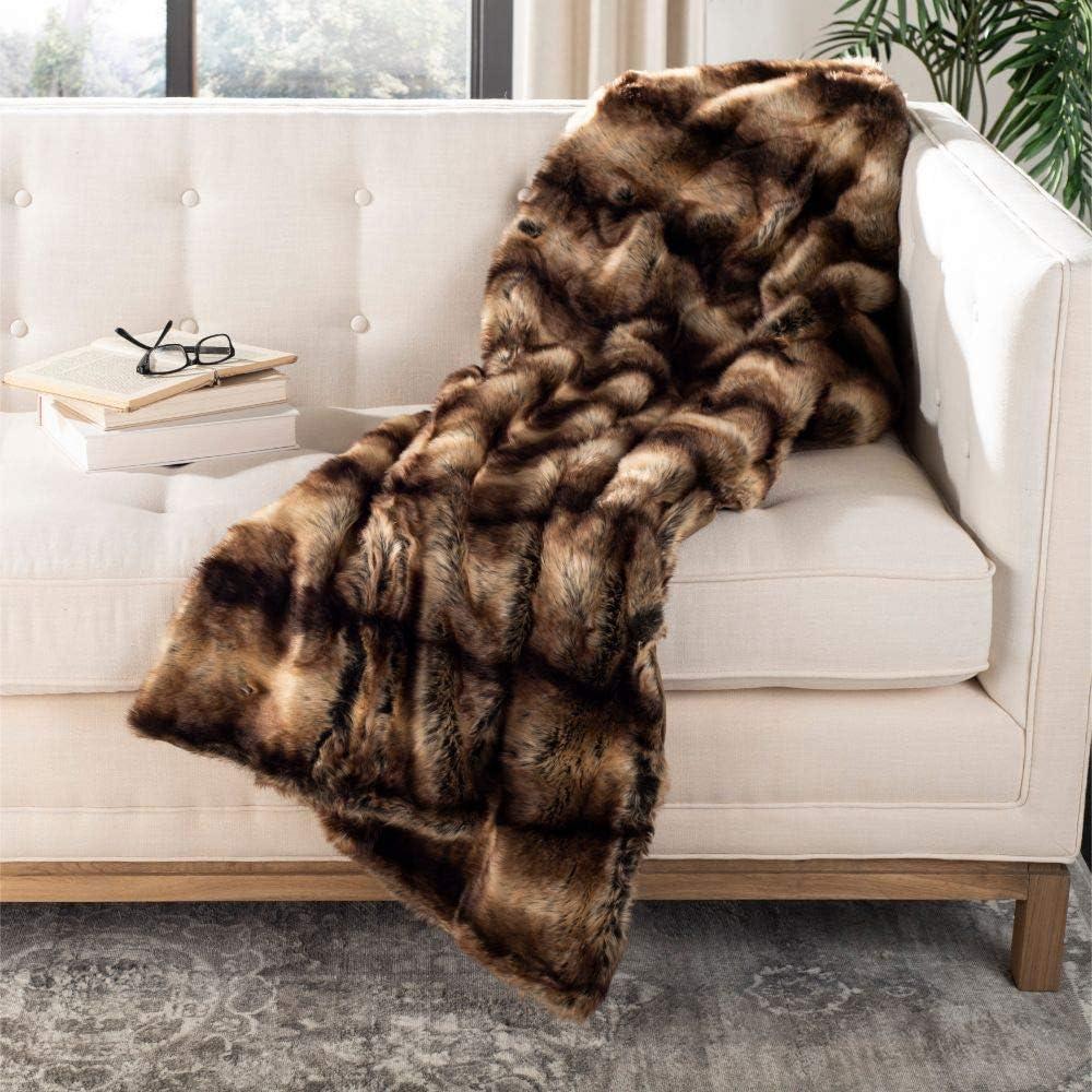 Faux Luxe Brick Throw Blanket - Chocolate - 50" x 60" - Safavieh .