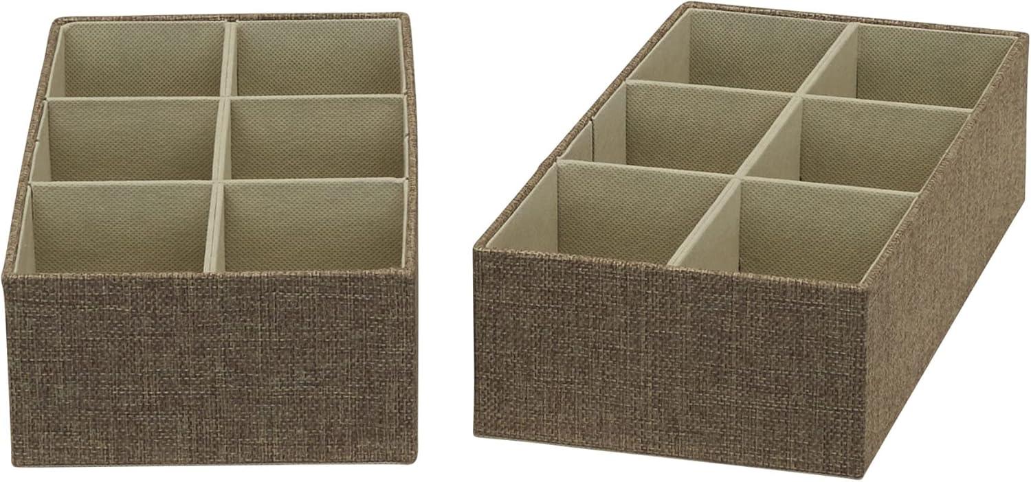 Household Essentials 3pc Drawer Organizer Set Latte Linen: Stackable Storage Boxes, Hard Sided, Light Brown, 12.6"x12.6"