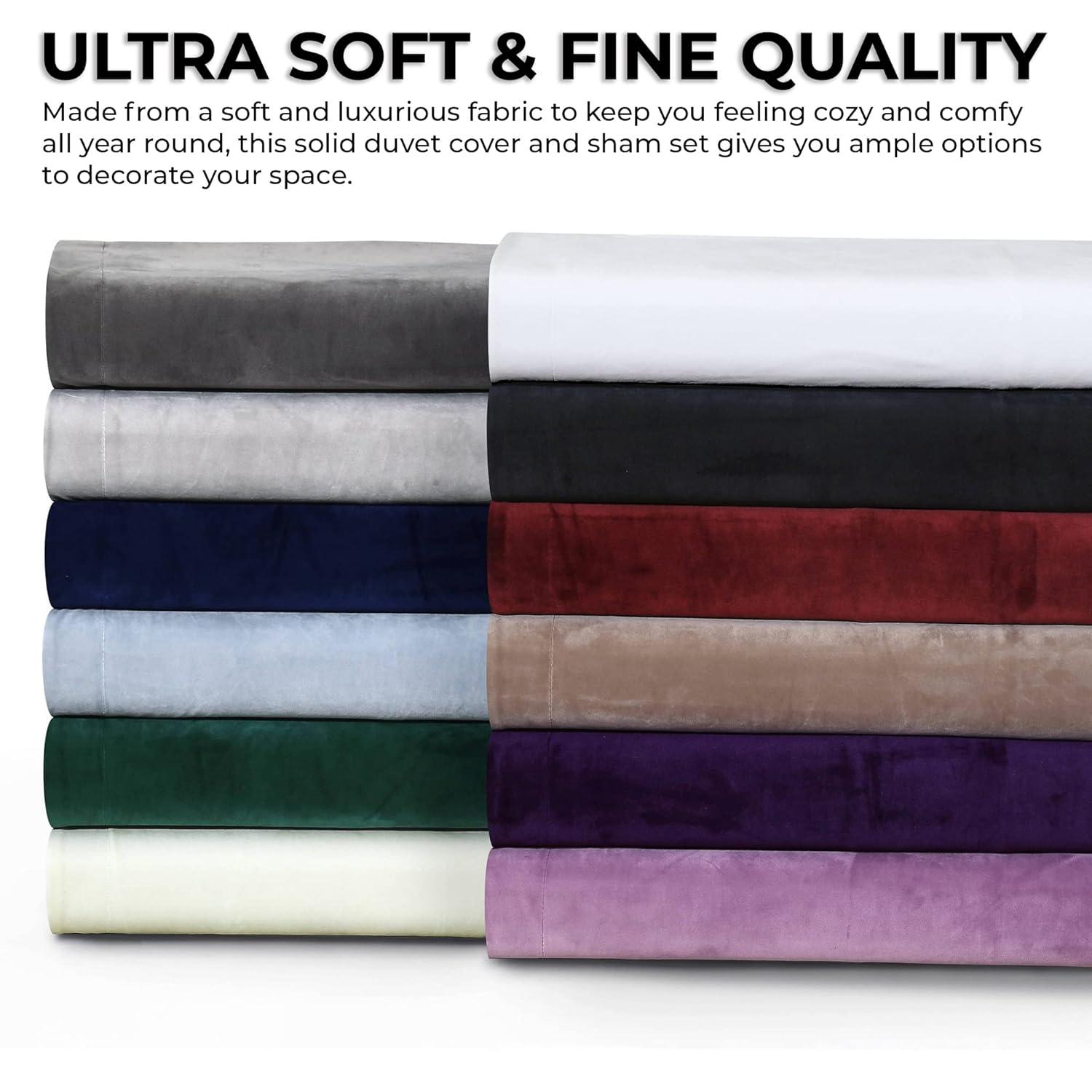 3pc King Venice Velvet Oversized Solid Duet Set Navy Blue - Tribeca Living: Luxurious Polyester, Reversible, OEKO-TEX Certified