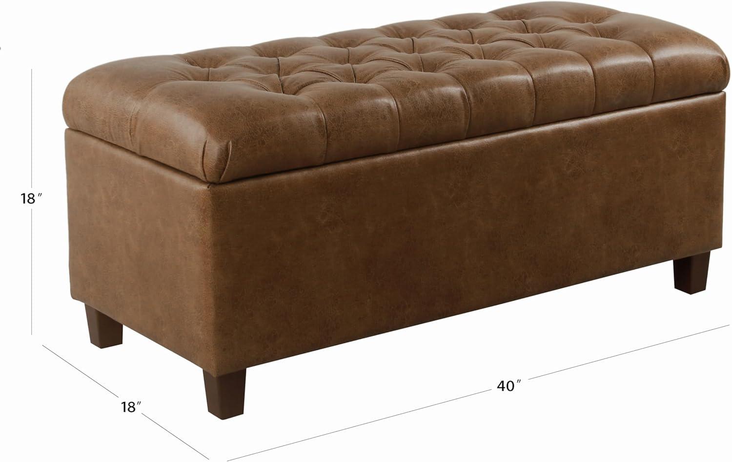 Ainsley Brown Faux Leather Tufted Storage Bench