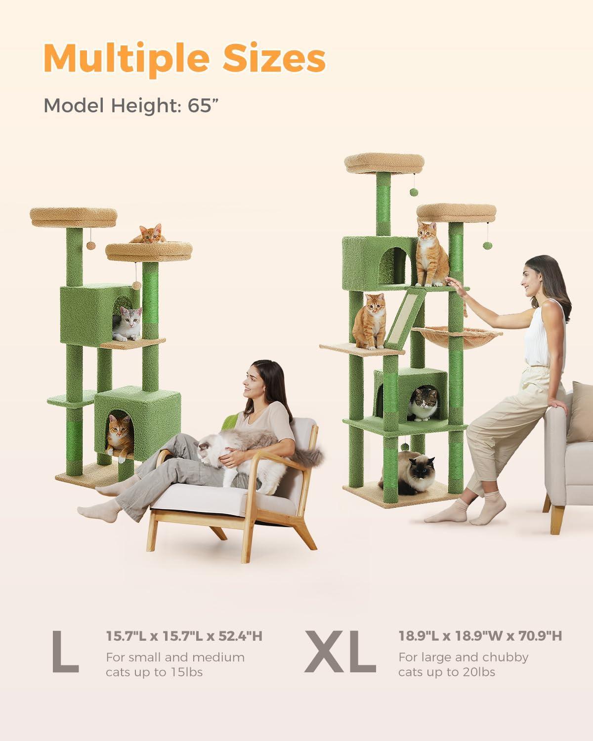 52.4" Cute Cat Tree Tower With 2 Flower Padded Perches, 2 Condos & 2 Scratching Posts