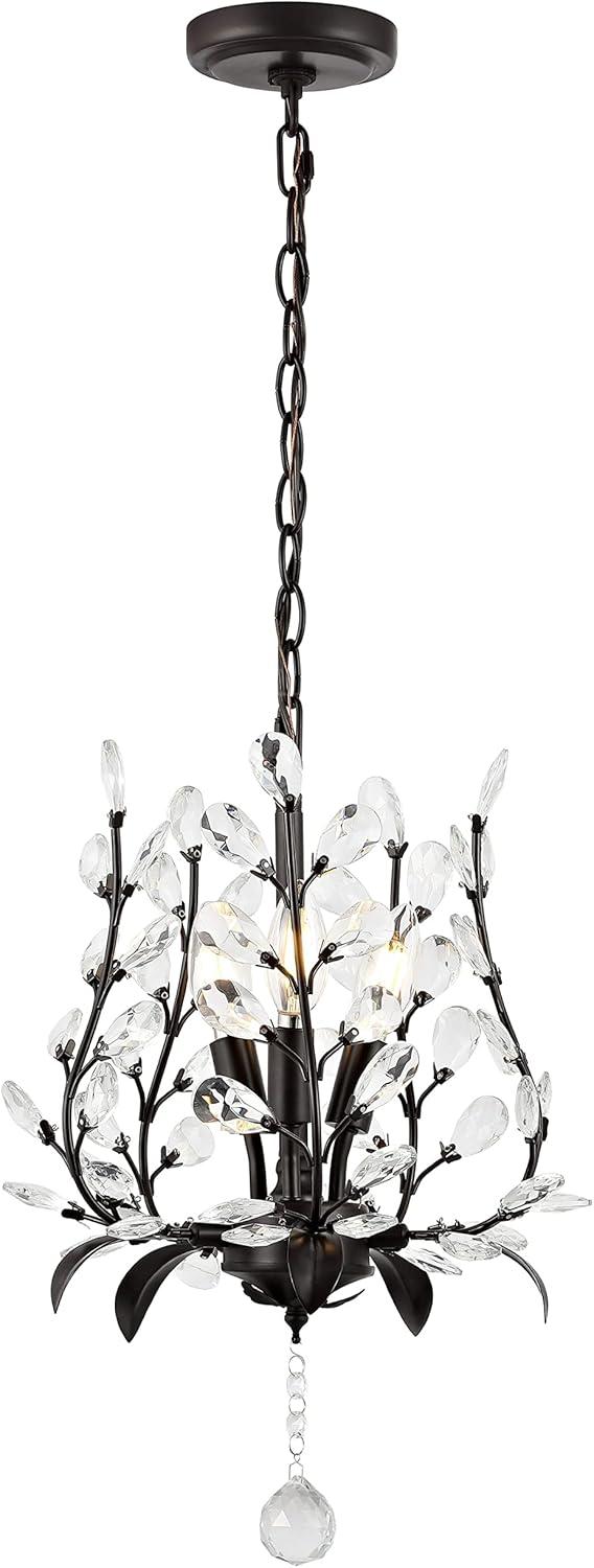 Adoria 12" 3-Light Contemporary Bohemian Iron/Acrylic LED Pendant, Oil Rubbed Bronze/Clear