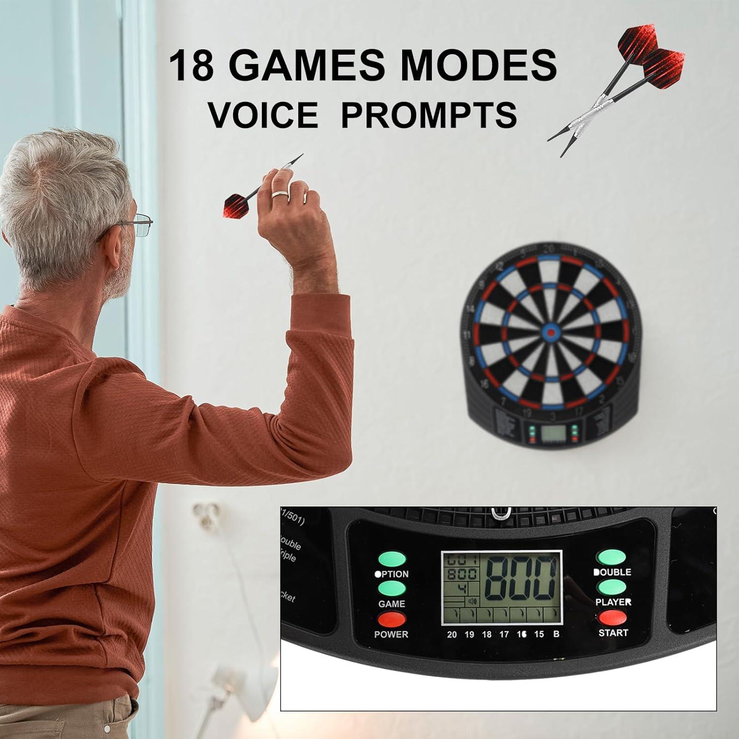 Uxcell Electronic Soft Tip Dart Board Digital Dartboard 18 Games and 159 Variants with 6Pcs Darts, 24 Tips