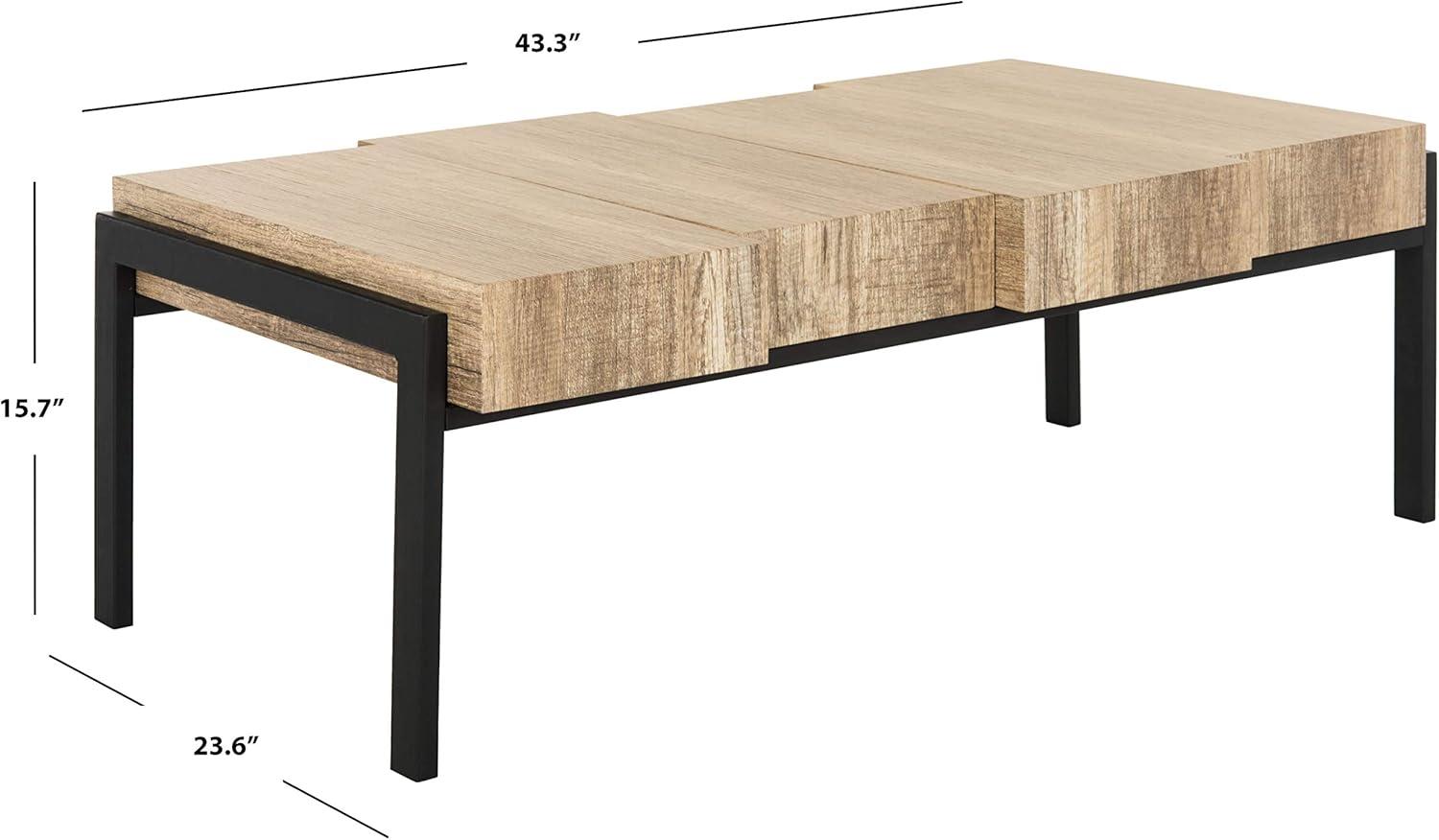 Alexander Coffee Table - Multi Brown/Black Metal Legs - Safavieh