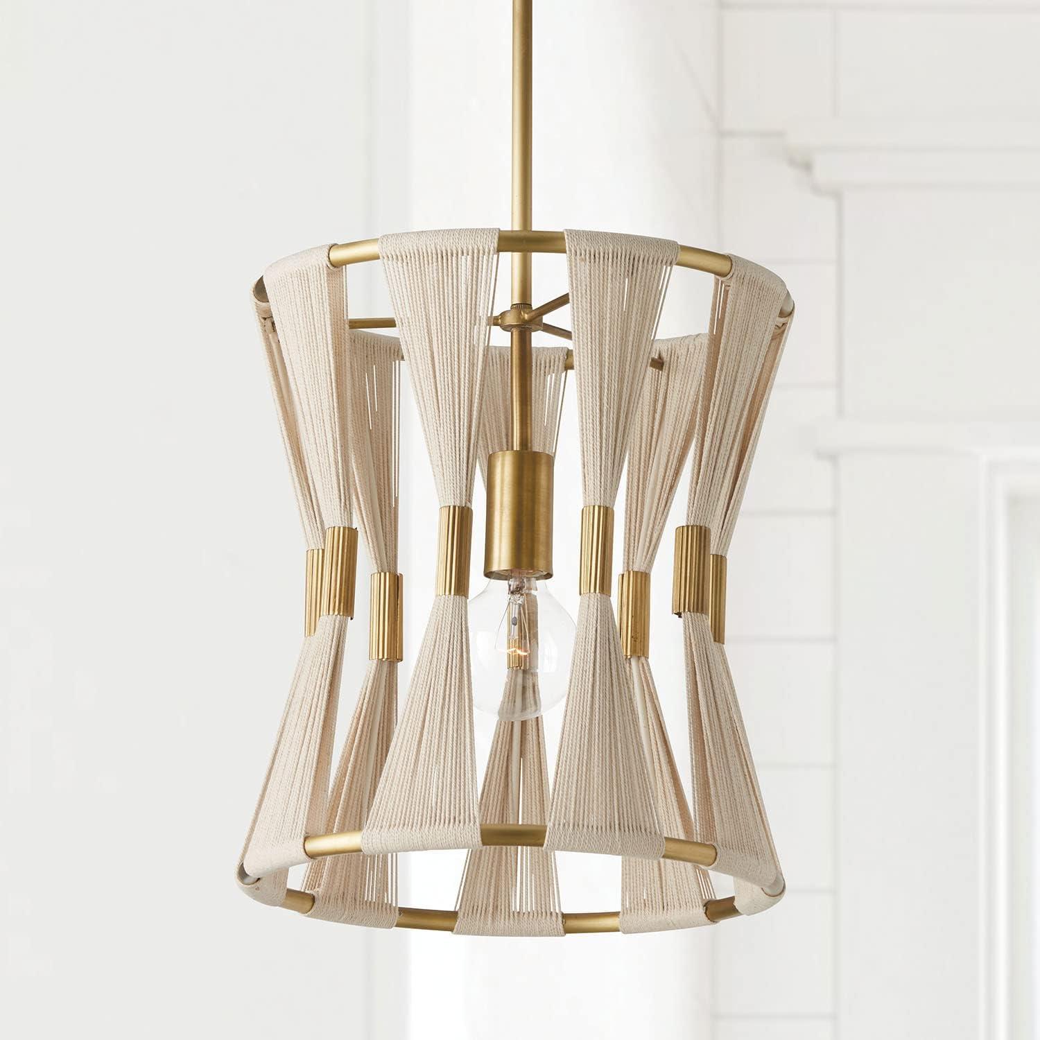 1 Light Pendant-Bleached Natural Rope/Patinaed Brass Finish Capital Lighting 341111Np