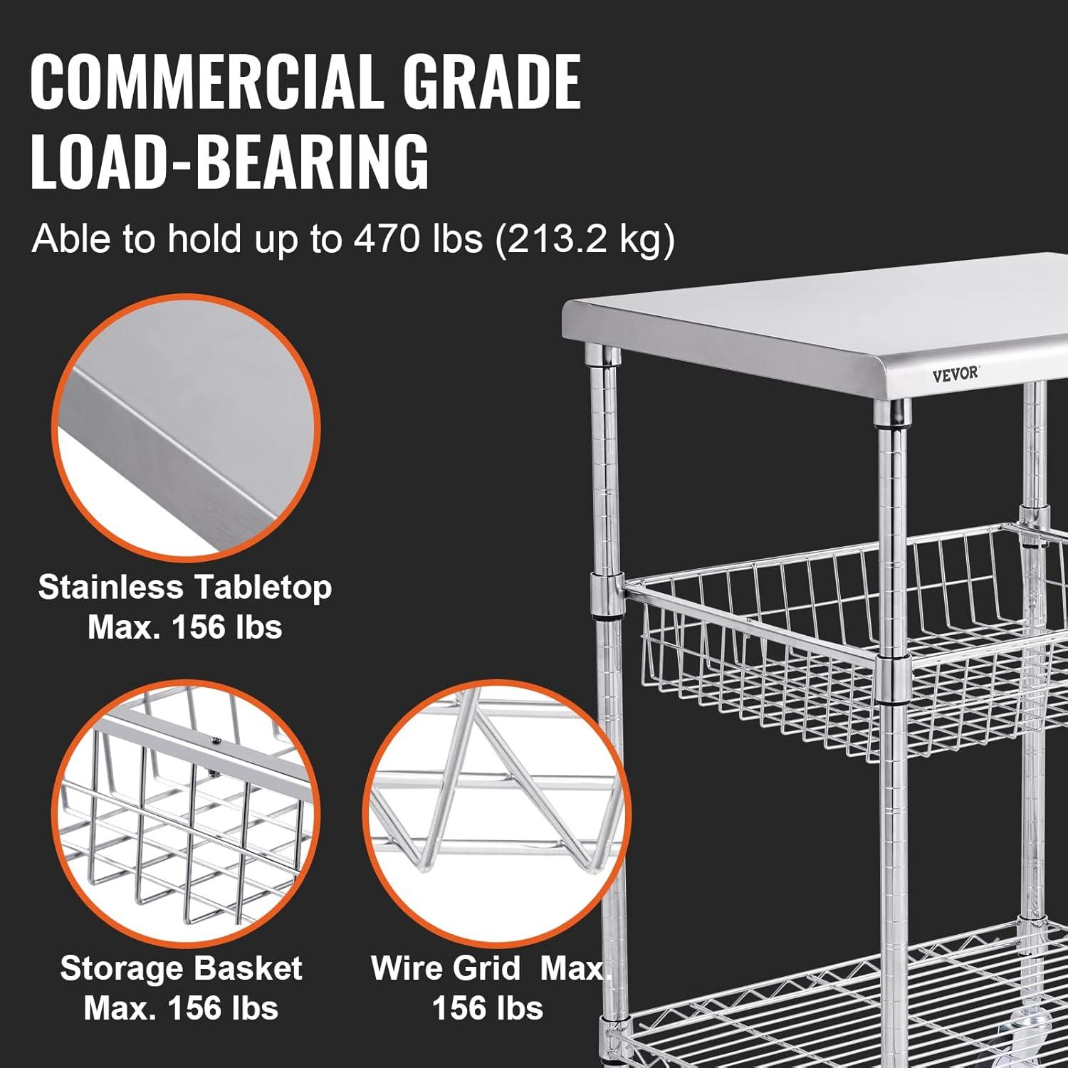 VEVOR Metal Kitchen Cart