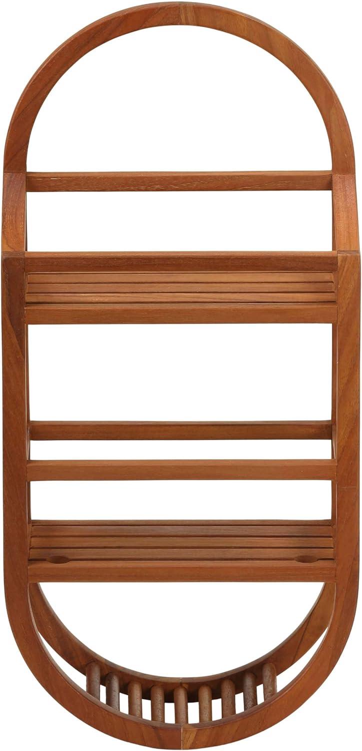 Teak Wood Mold-Resistant Shower Caddie with Shelves