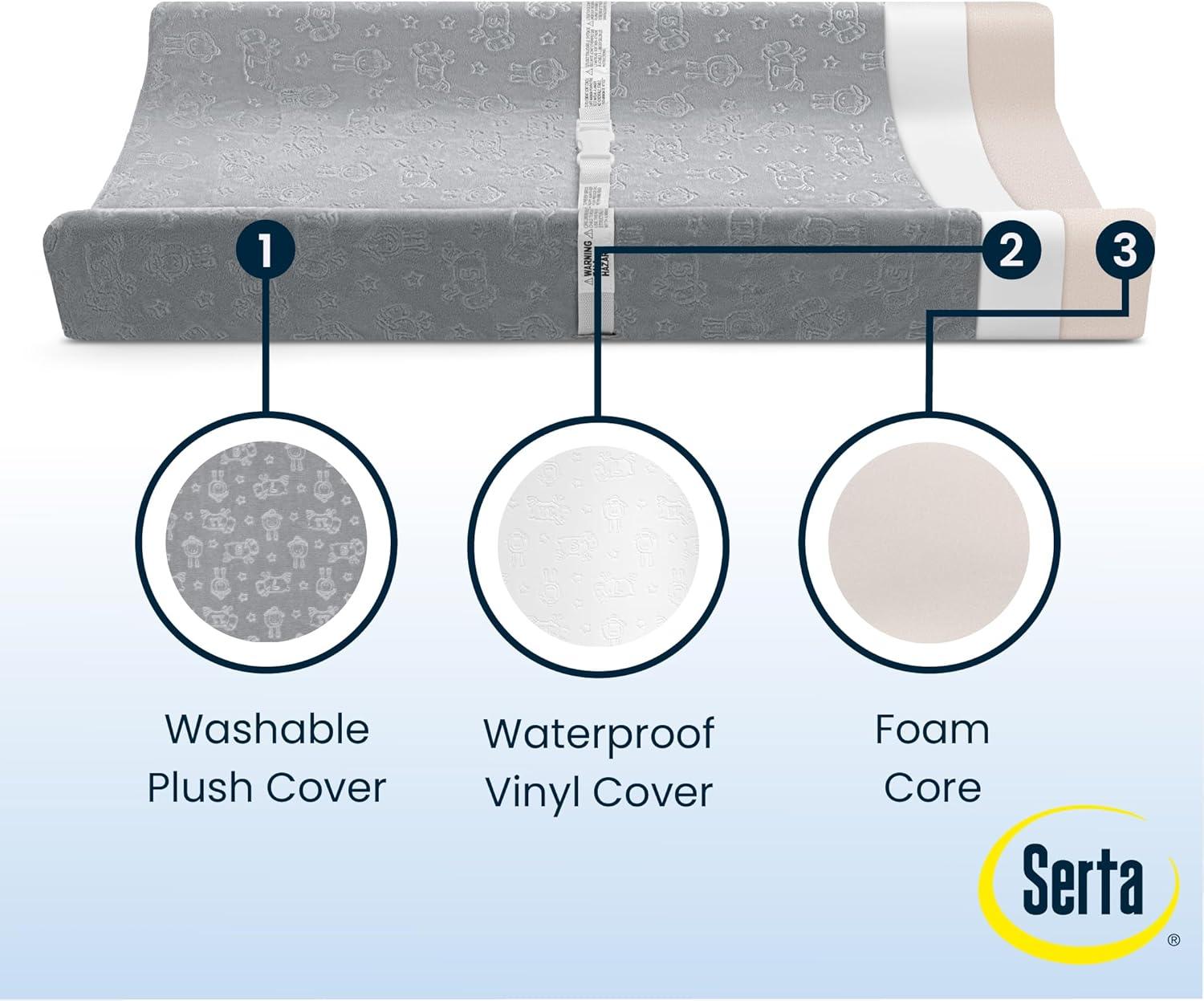 Serta Perfect Sleeper Changing Pad with Plush Cover - Gray