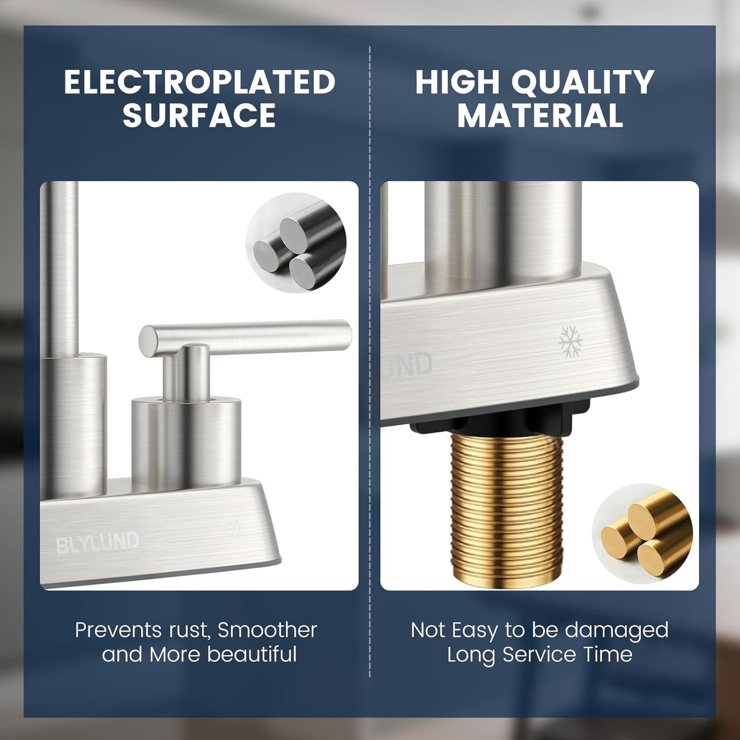 Brushed Nickel Kitchen Sink Faucet with Pull Down Sprayer Single Handle Single Hole Mixer Tap