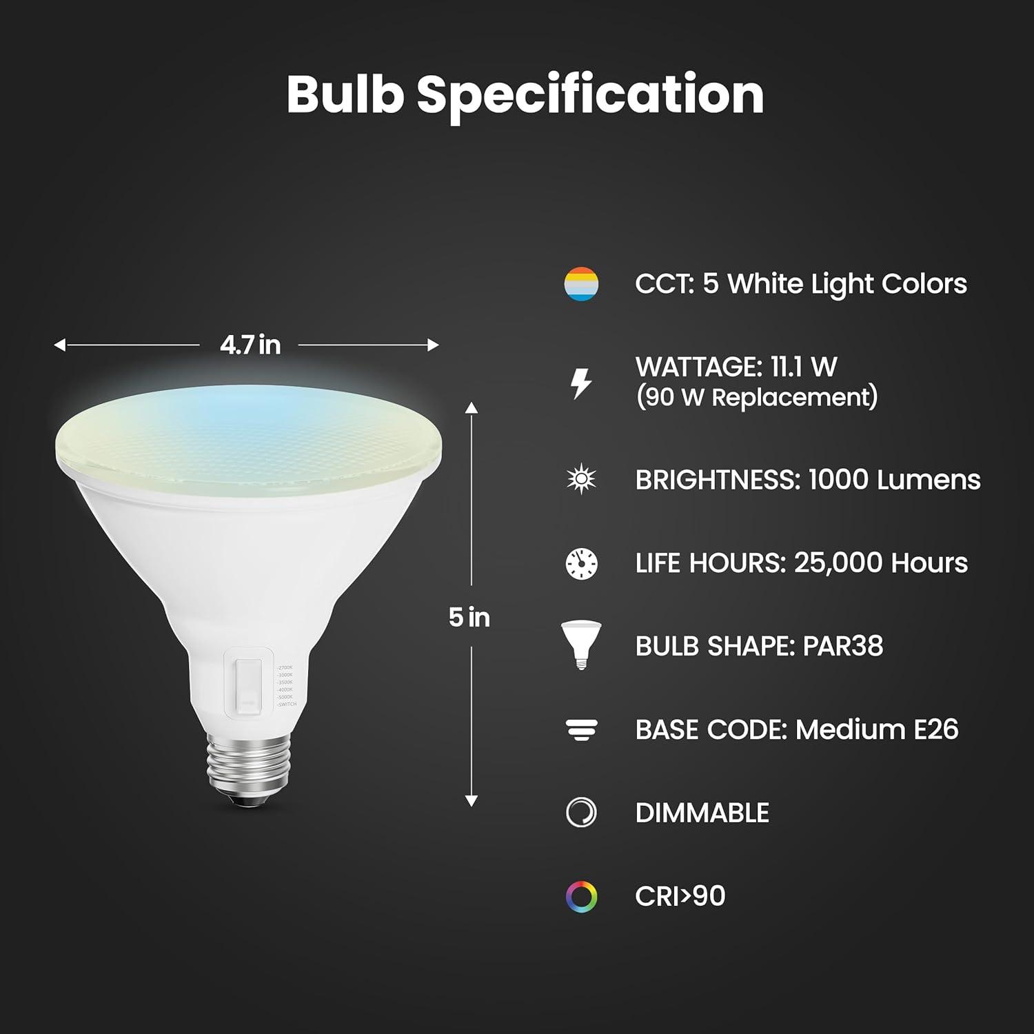 Feit Electric PAR38 E26 (Medium) LED Bulb White 90 Watt Equivalence 2 pk