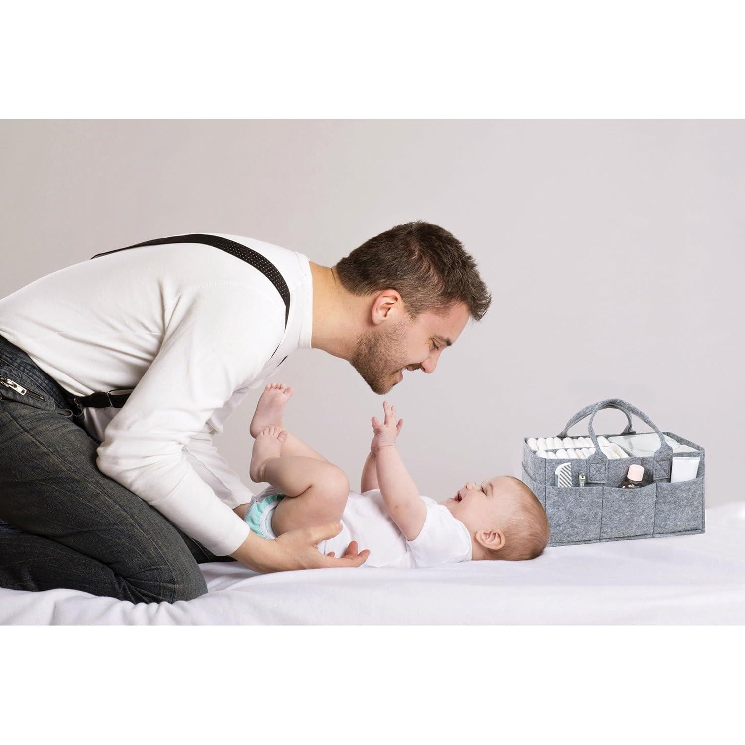 Sammy & Lou Felt Baby Nursery Diaper Storage Caddy, Black