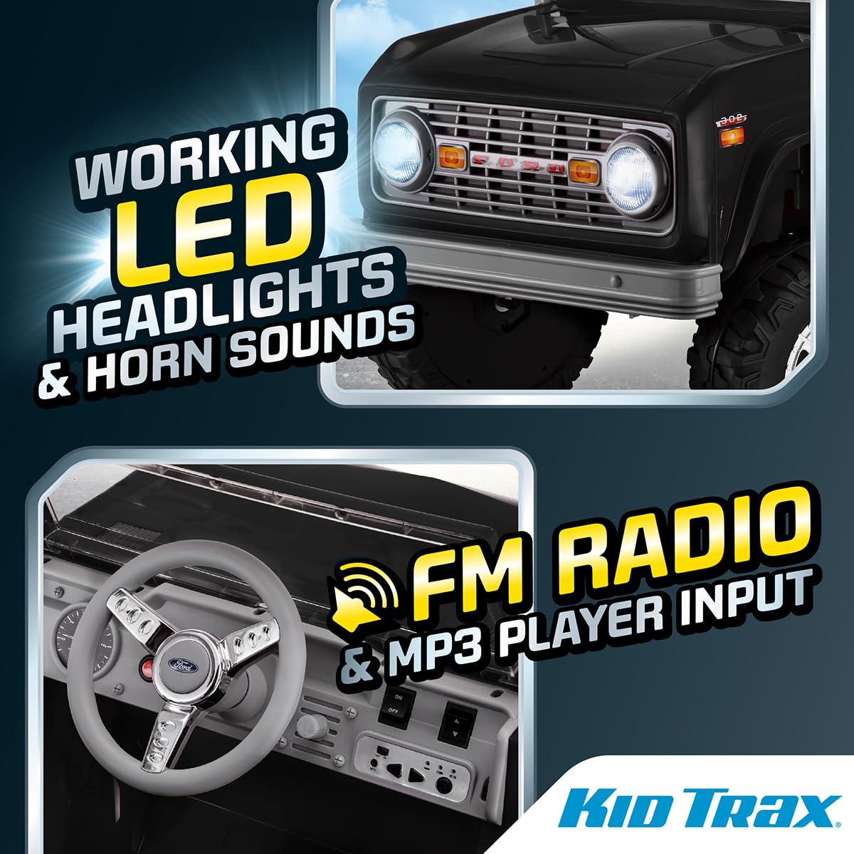Kid Trax Classic Ford Bronco Ride-On Toy, 6-Volt, Black