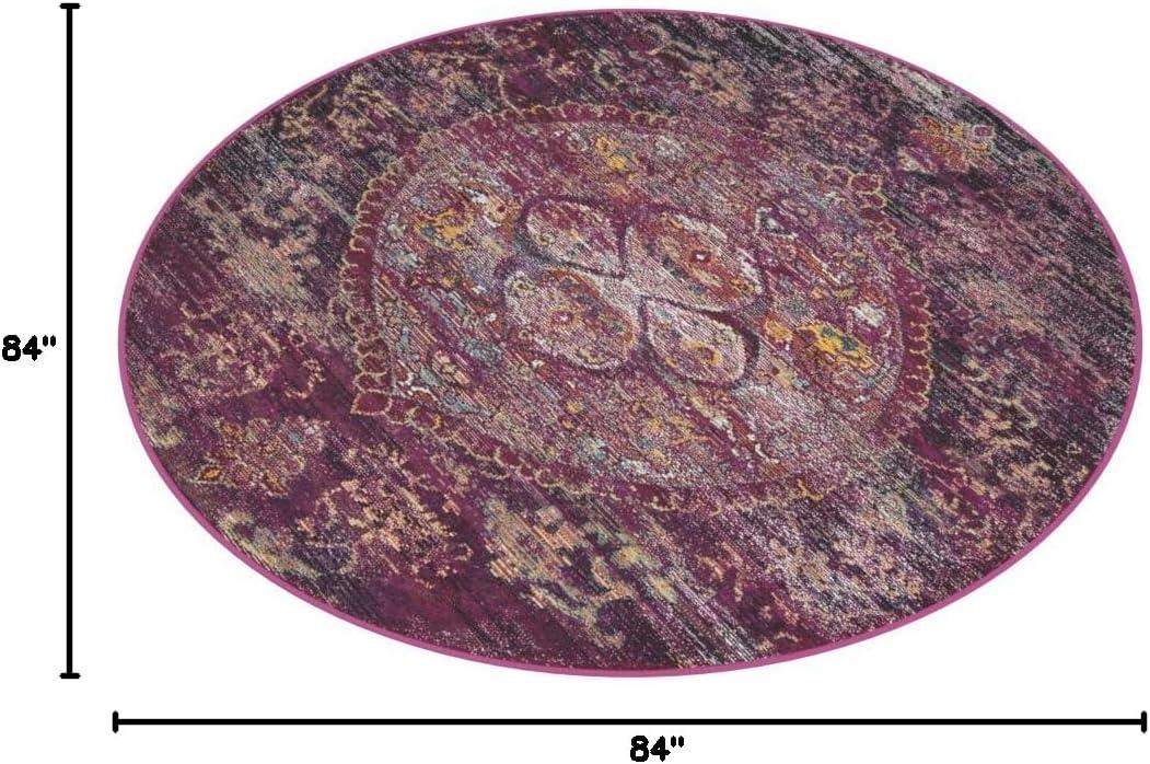 Crystal CRS512 Power Loomed Area Rug - Fuchsia/Purple - 7' Round - Safavieh.