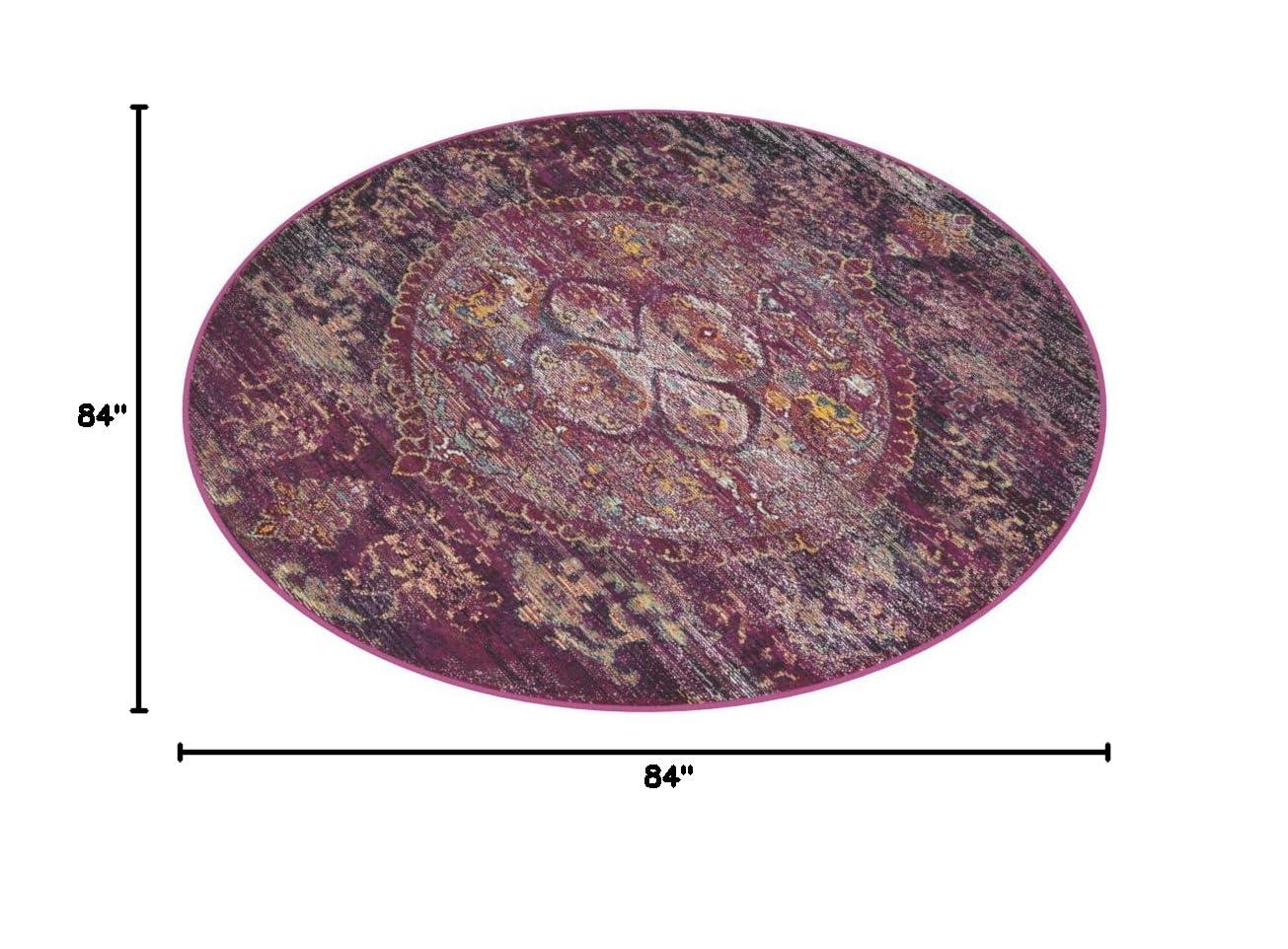 Crystal CRS512 Power Loomed Area Rug - Fuchsia/Purple - 7' Round - Safavieh.