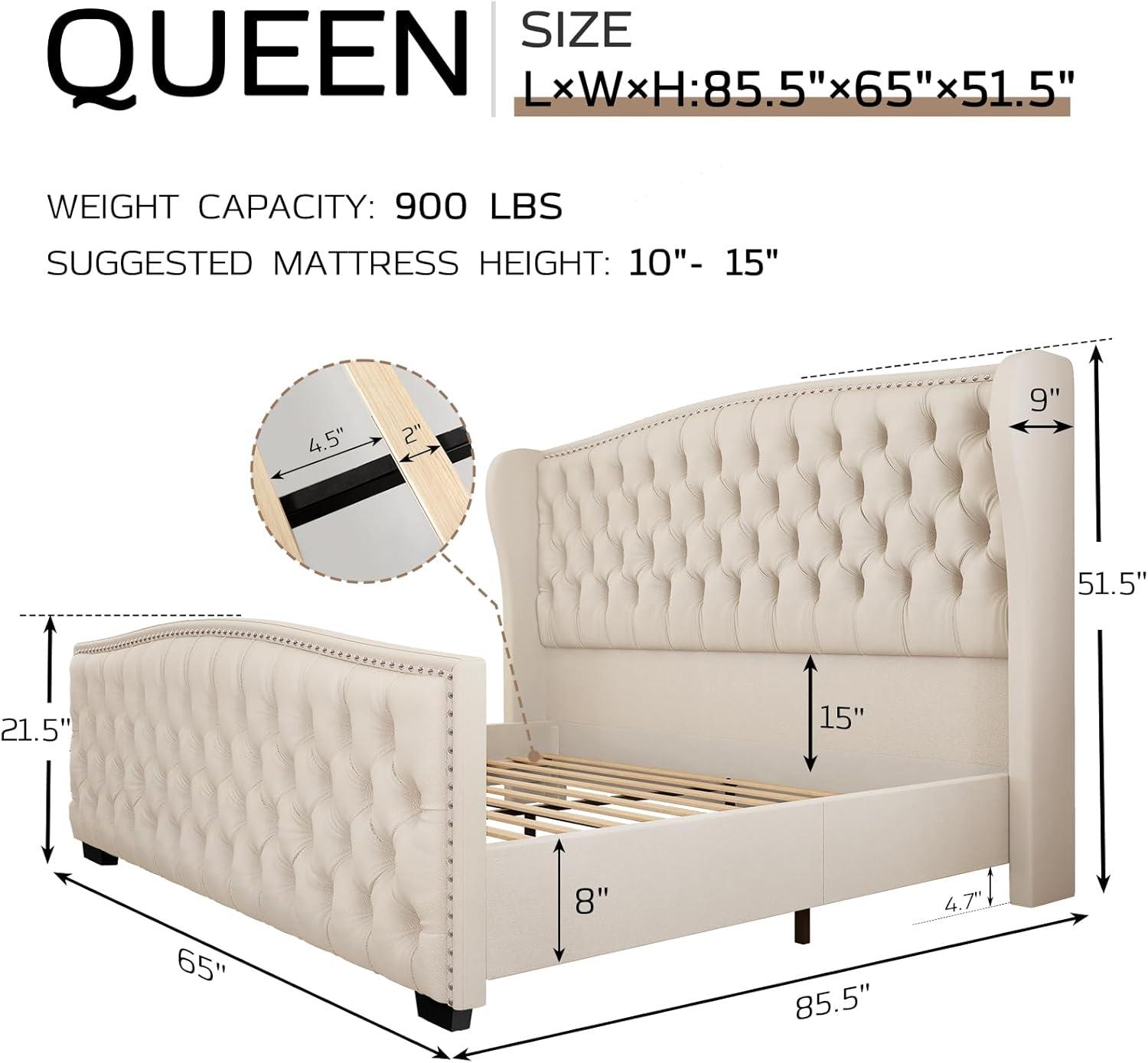 House of Hampton® Platform Bed Frame With Wingback Headboard