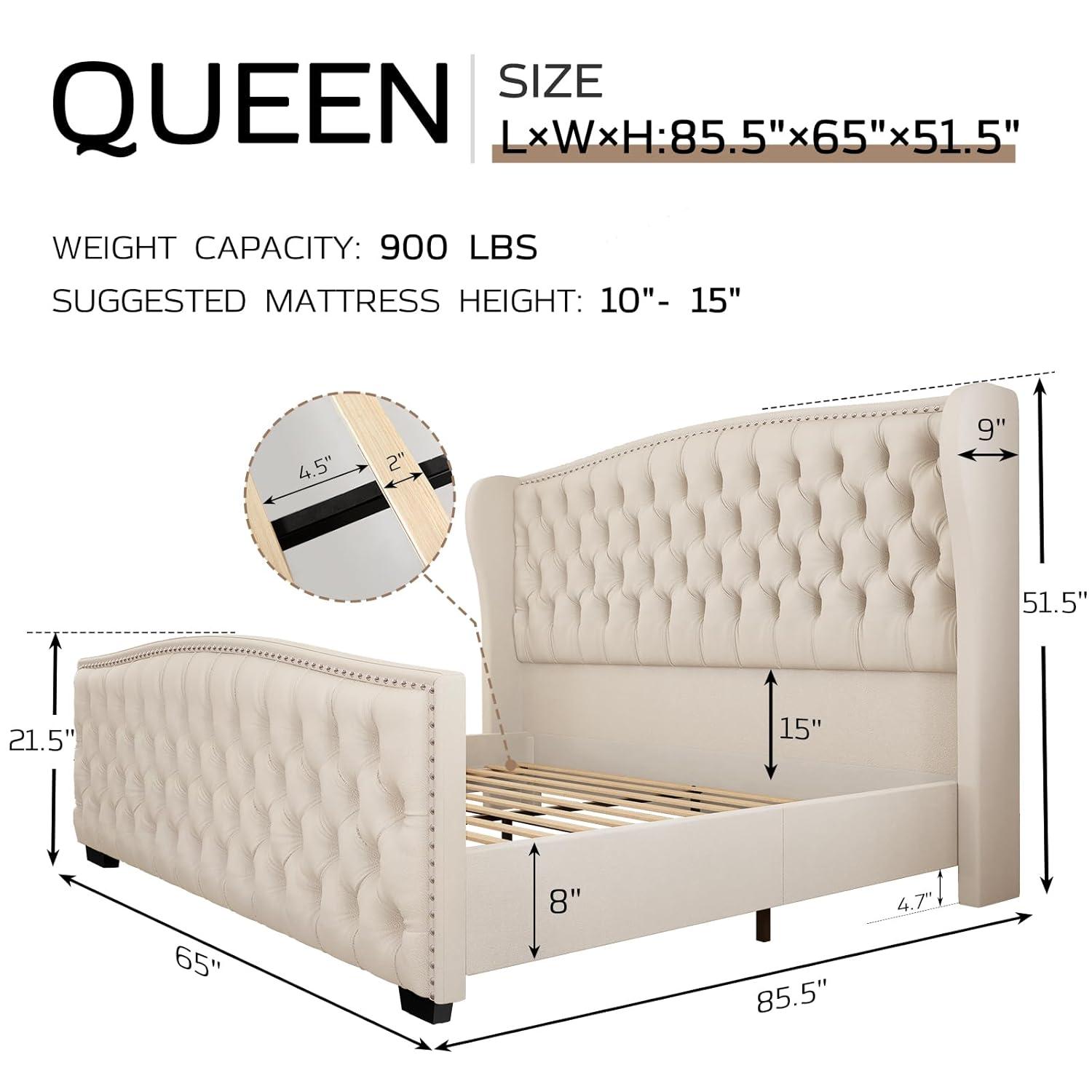 House of Hampton® Platform Bed Frame With Wingback Headboard