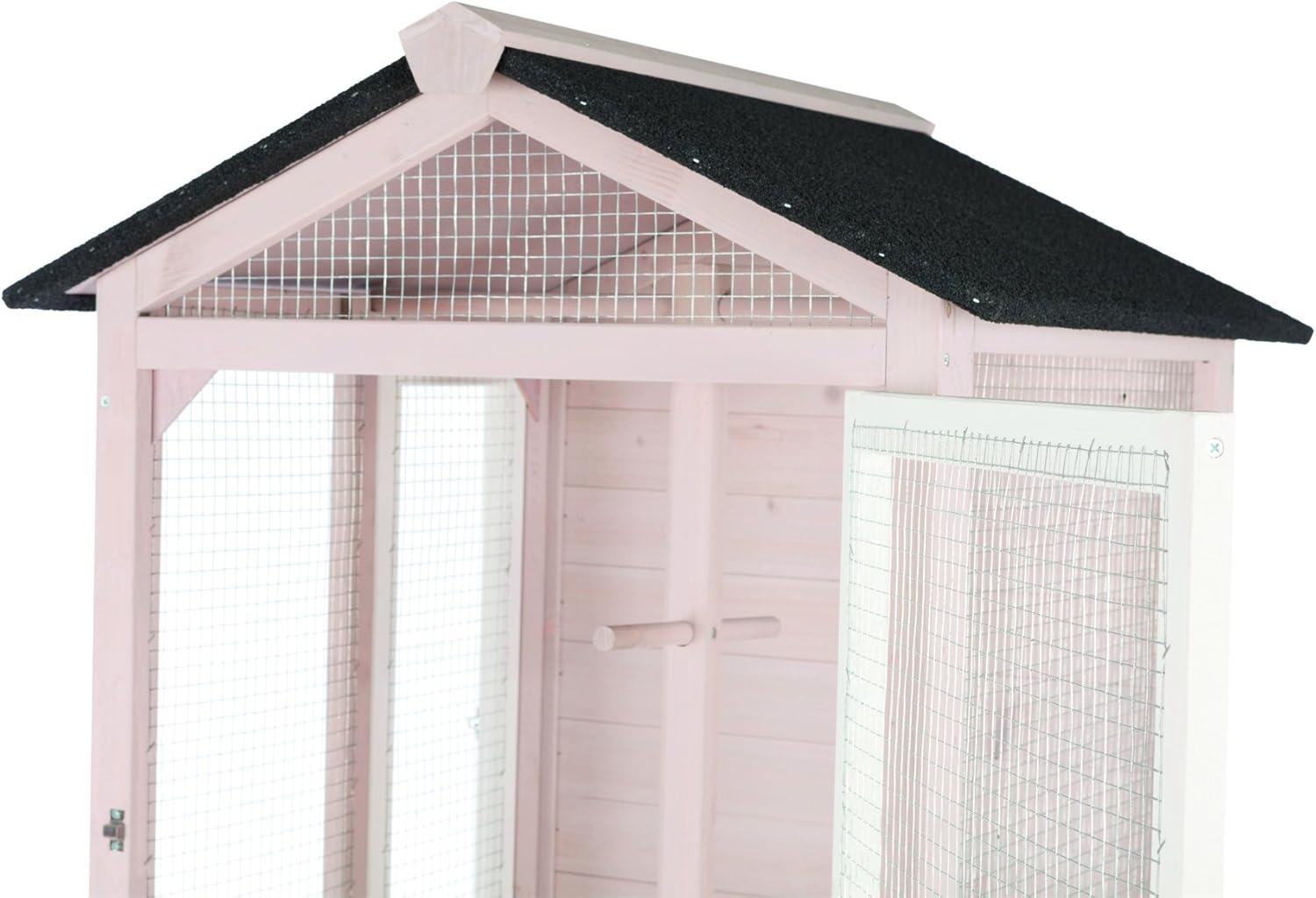 TRIXIE Large 66.5" Indoor-Outdoor Wooden Aviary with 3 Front Doors & 2 Perches, Gray