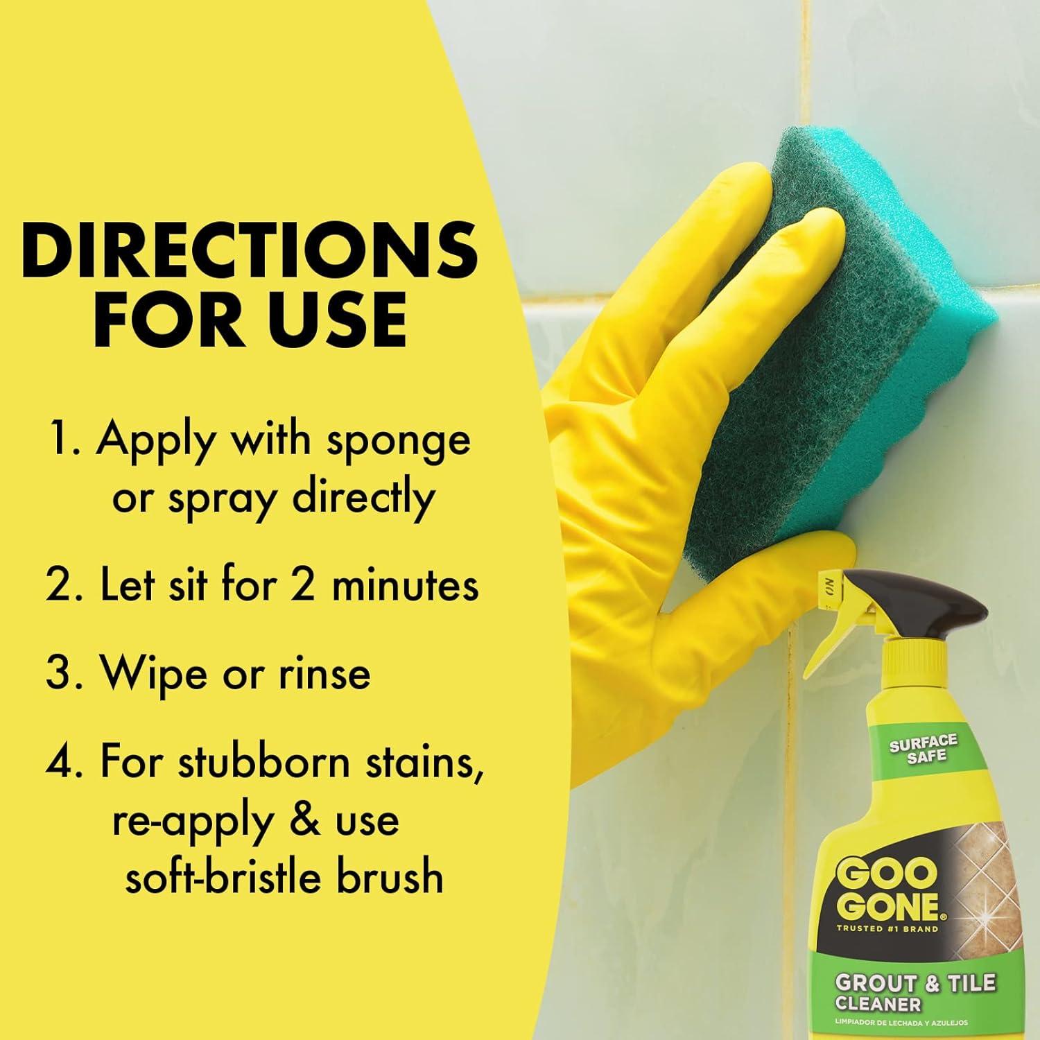 Goo Gone Grout and Tile Cleaner - 28 Ounce - Removes Tough Stains Dirt Caused by Mold Mildew Soap Scum and Hard Water Staining - Safe on Tile Ceramic Porcelain