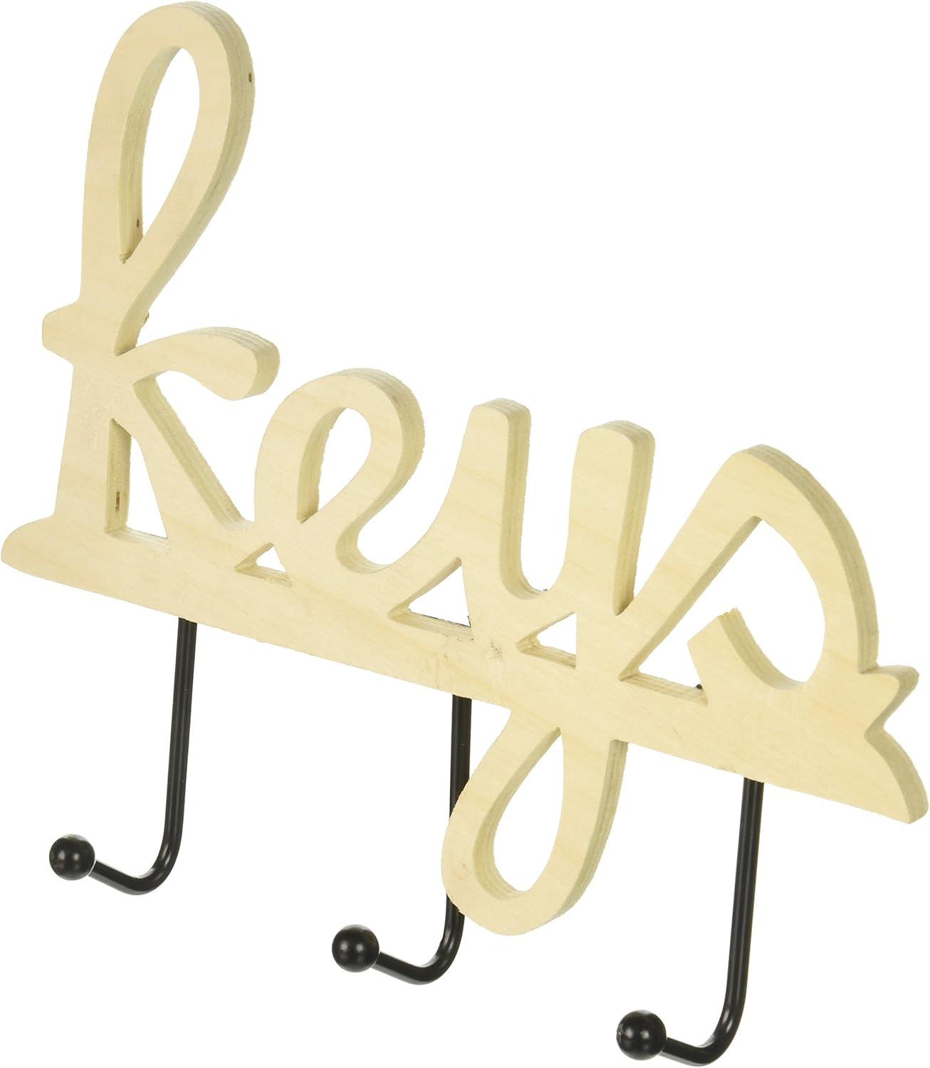 Plaid Unpainted Wood Surface, Key Holder Plaque, 1 Piece