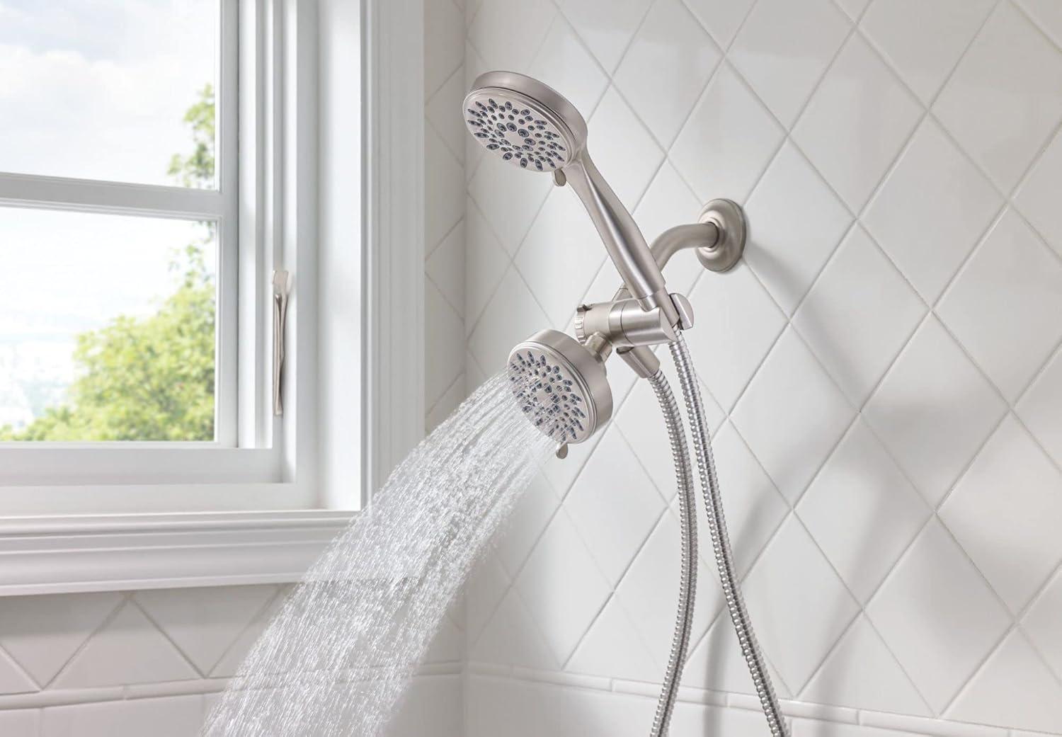 Brushed Nickel Multi-Head Handheld Shower with Pulse Jet