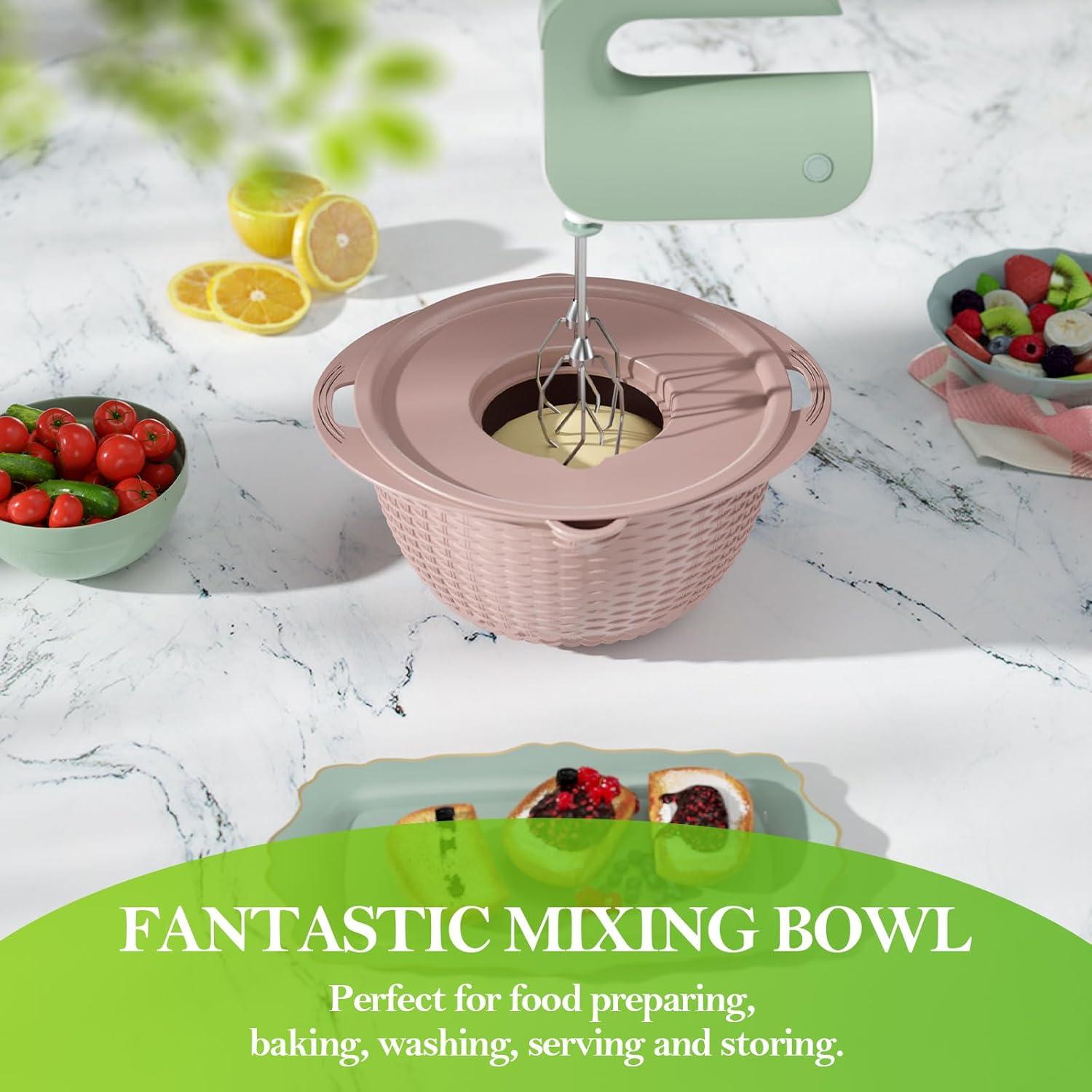 Pink 4-in-1 Stainless Steel Colander with Plastic Mixing Bowl Set