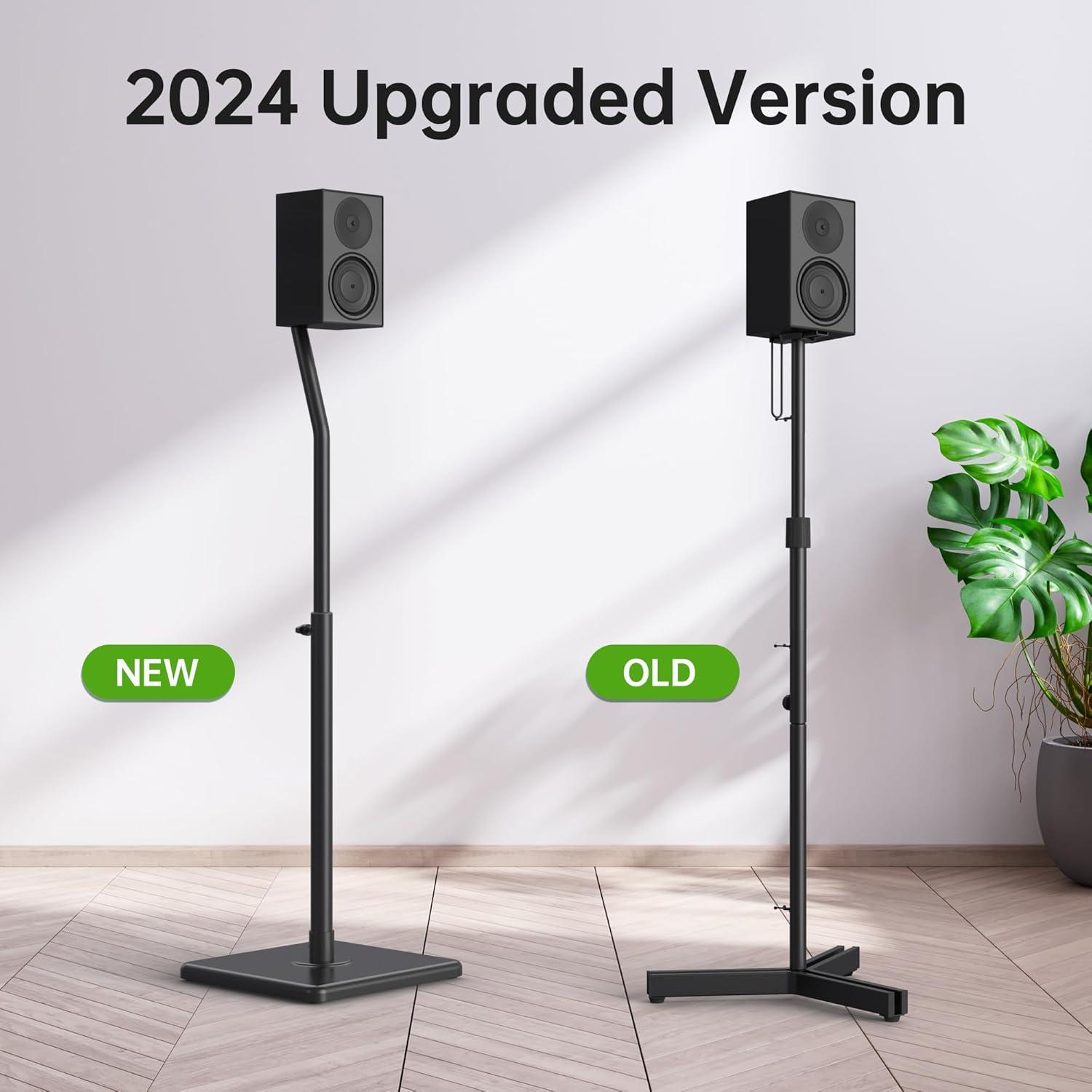 Adjustable Black Steel Speaker Stands with Square Base