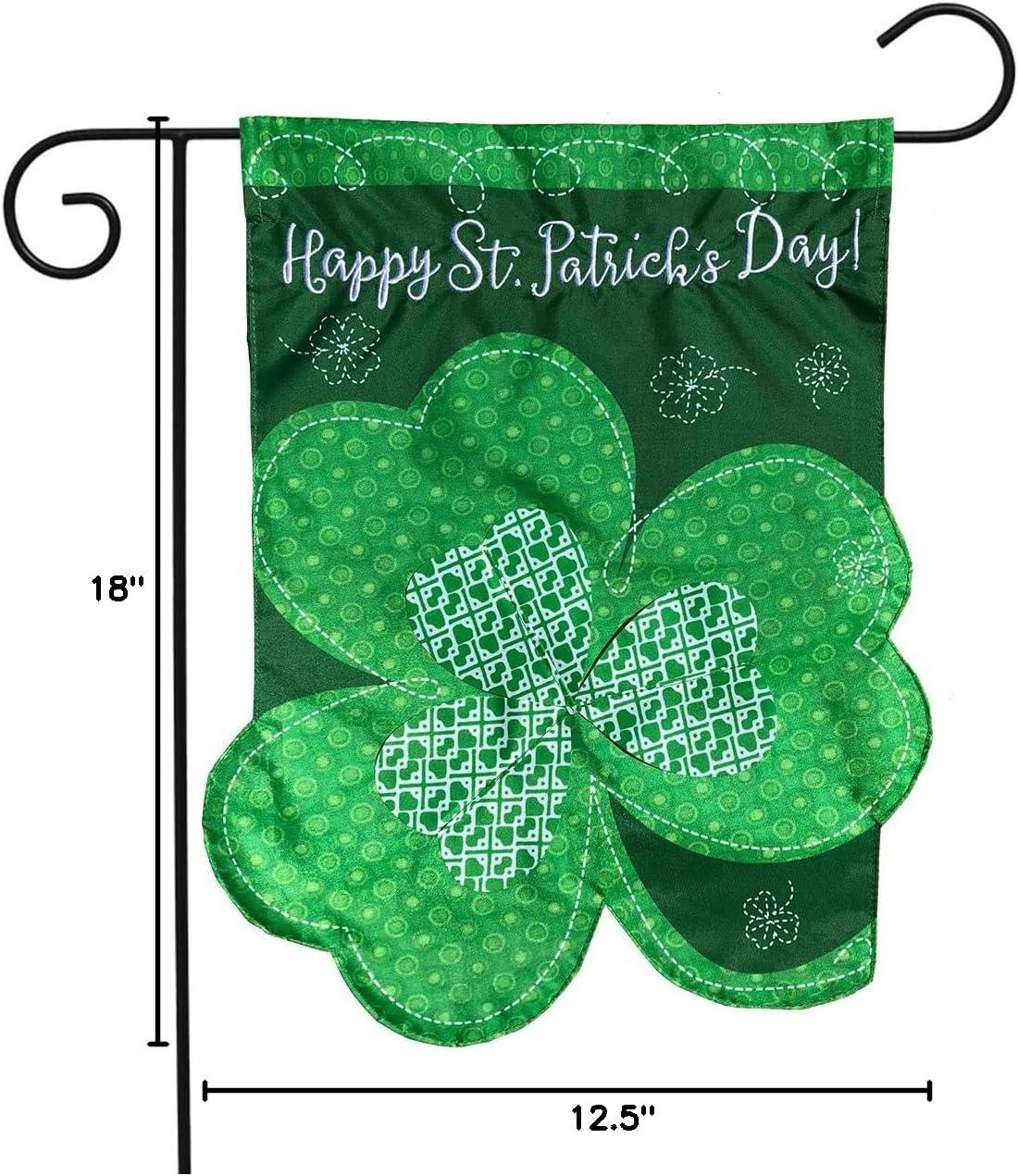 Briarwood Lane Shamrock St. Patrick's Day Applique Garden Flag Clover Sculpted 18" x 12.5"