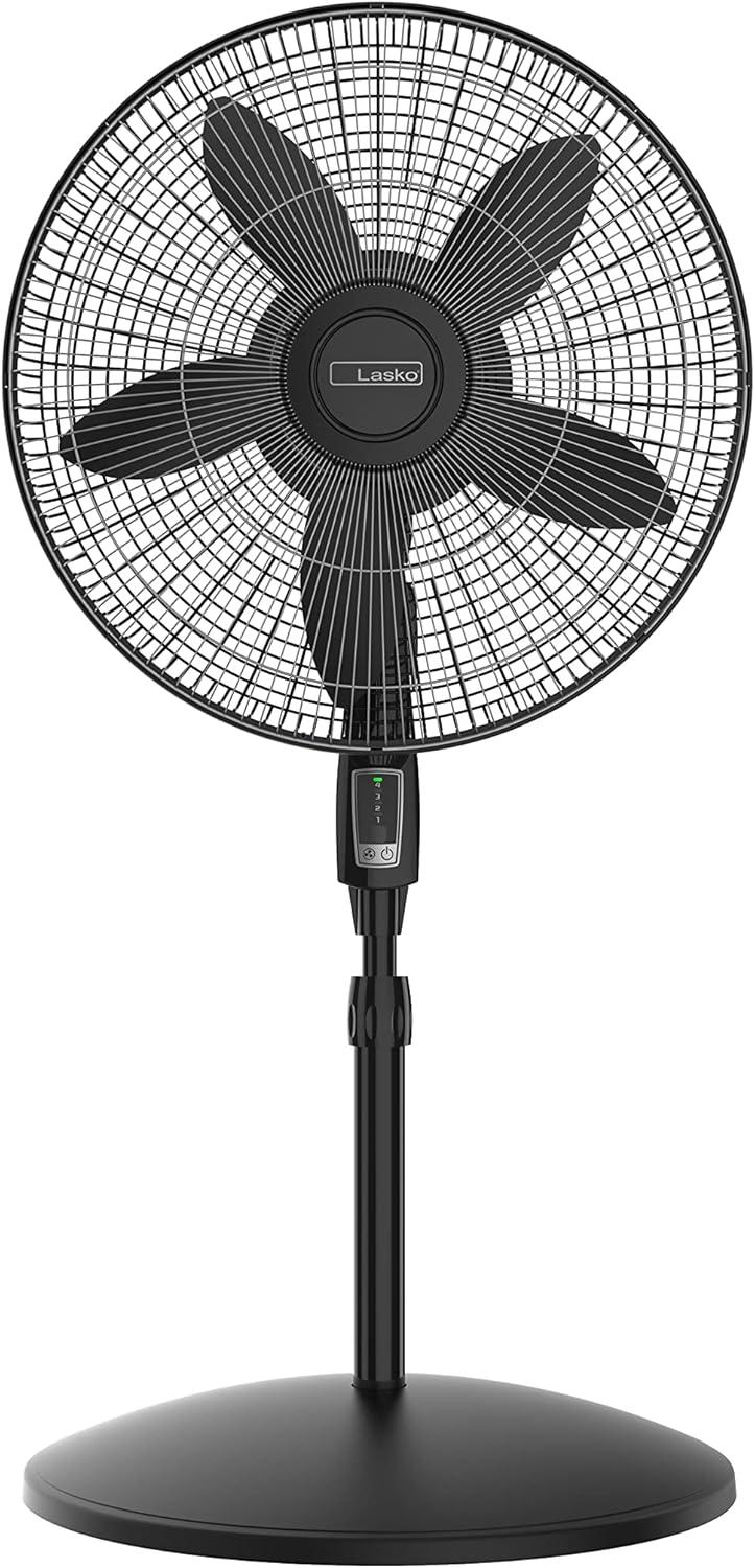 Black Adjustable Height Oscillating Floor Fan with Remote Control