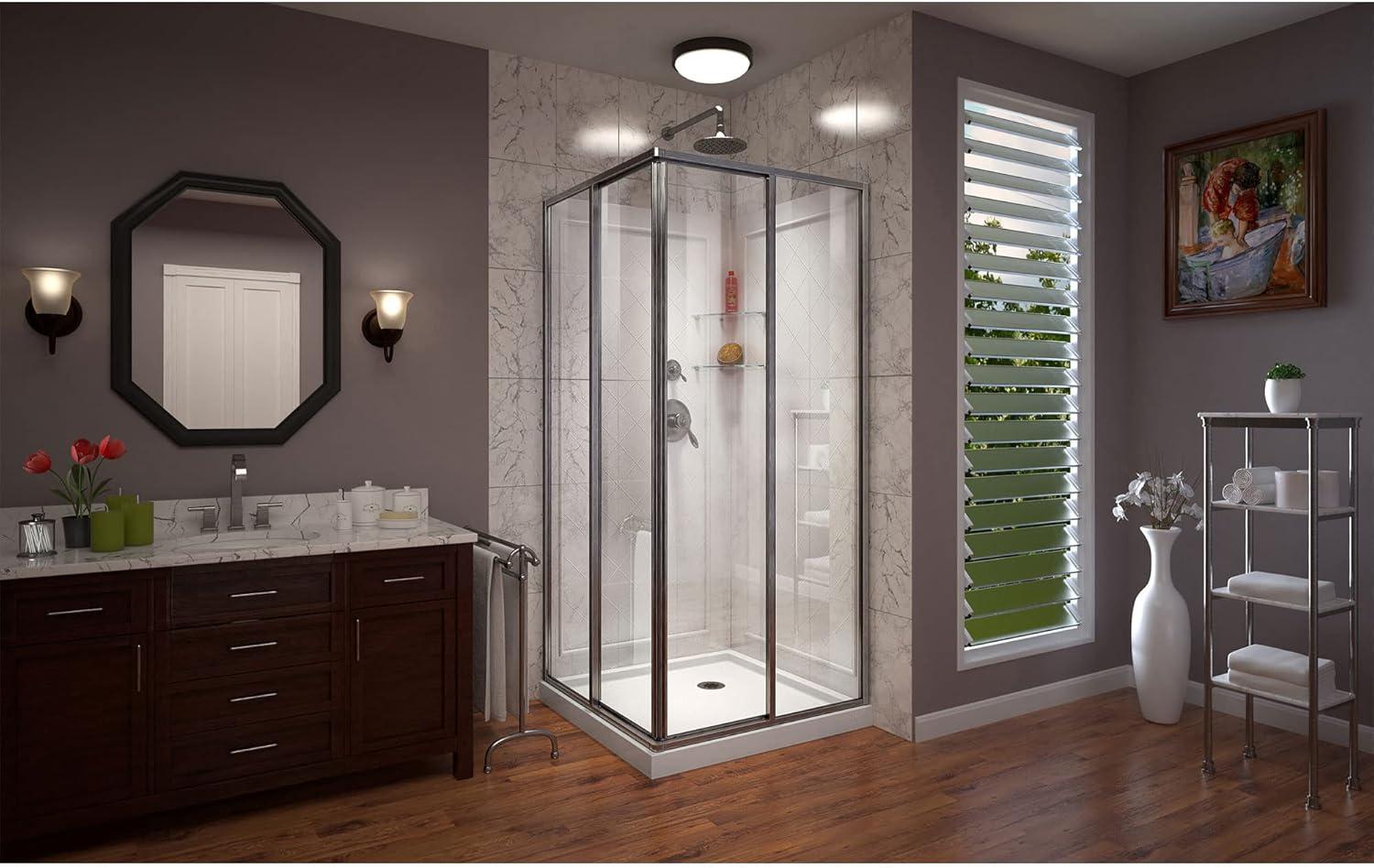 DreamLine Cornerview 36 in. D x 36 in. W x 76 3/4 in. H Framed Sliding Shower Enclosure