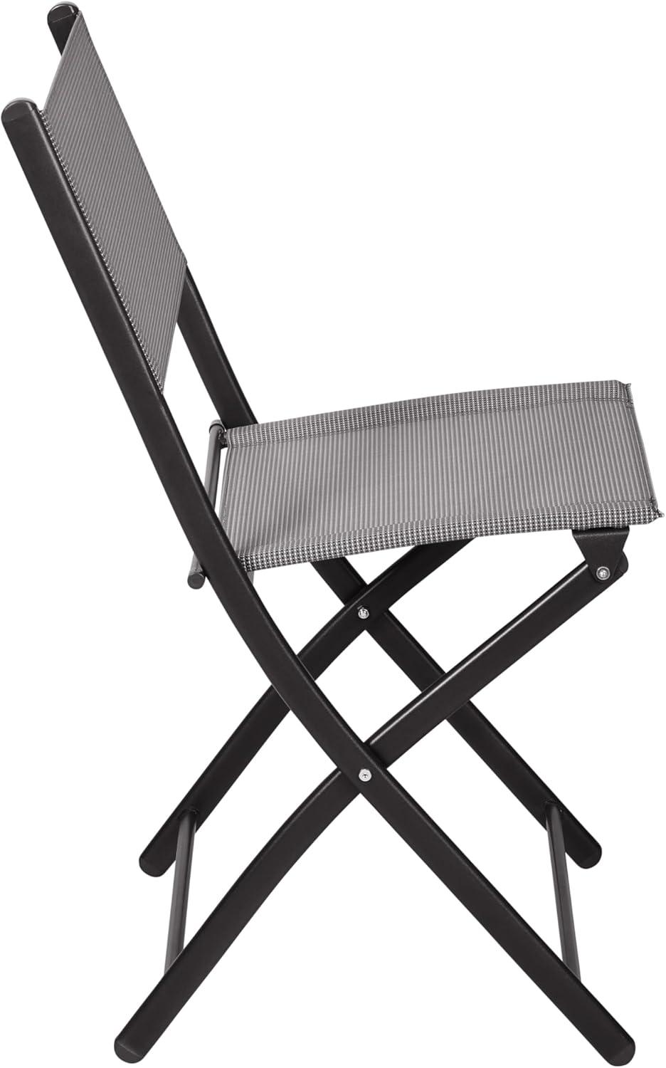 Flash Furniture Brazos Set of 2 Commercial Grade Indoor/Outdoor Folding Chairs with Gray Flex Comfort Material Backs and Seats and Black Metal Frames