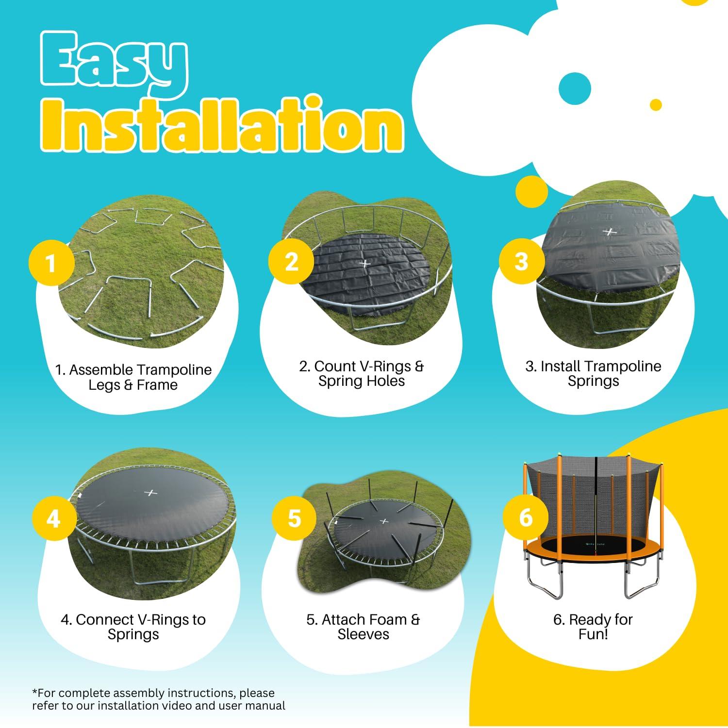 SkyBound 10ft Outdoor Recreational Trampoline for Kids and Adults with Enclosuure Net, Orange