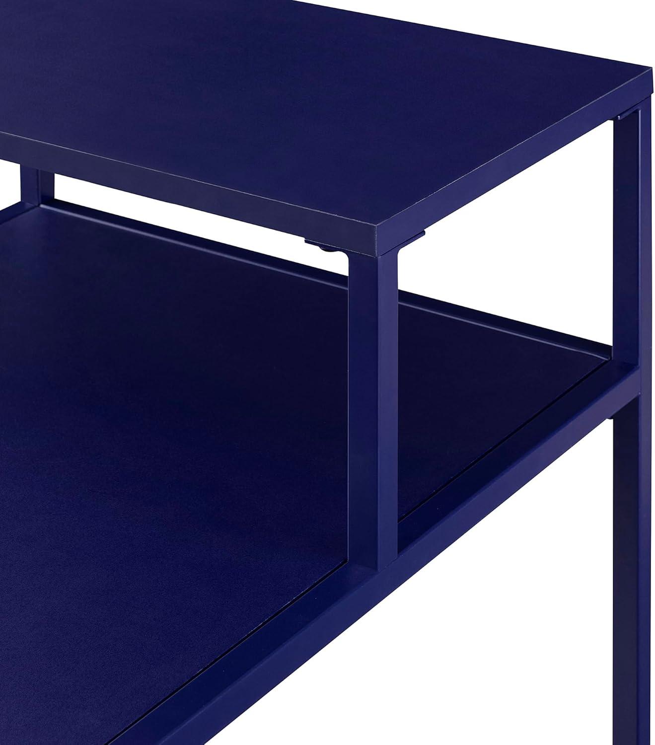 Walker Edison 16" Two Tiered Side Table Metal and Engineered Wood in Blue