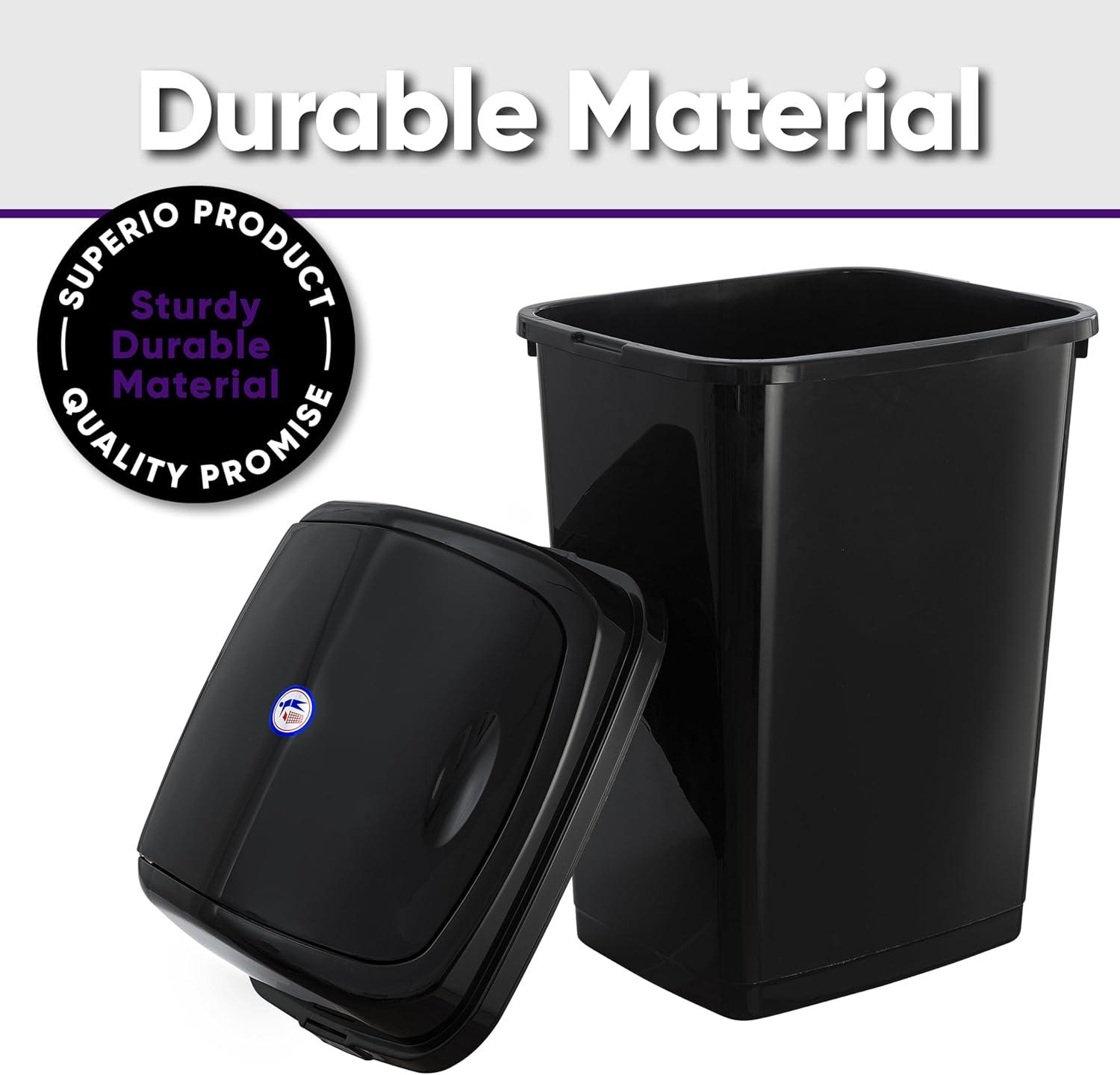 Superio Plastic 13 Gallon Swing Top Trash Can