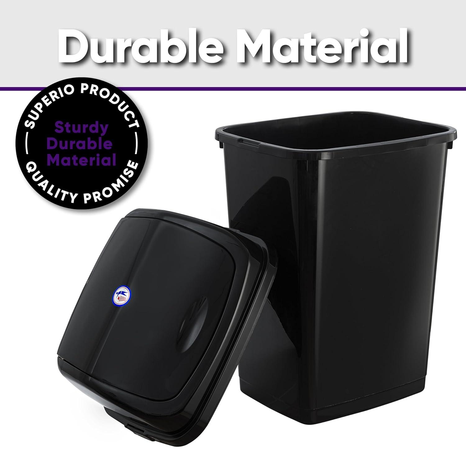 Superio Plastic 13 Gallon Swing Top Trash Can