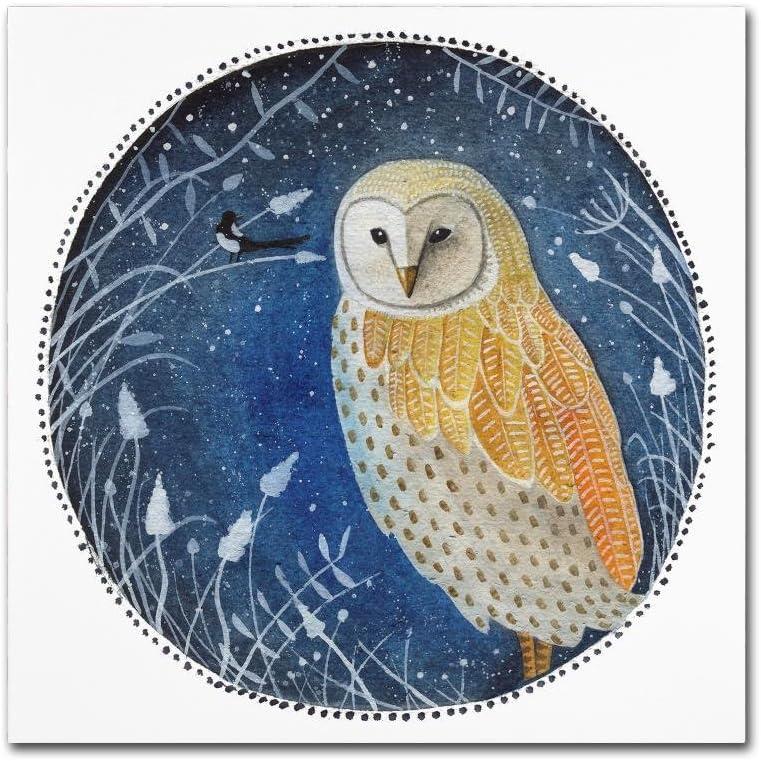 Michelle Campbell Owl and Magpie 24" Square Canvas Print