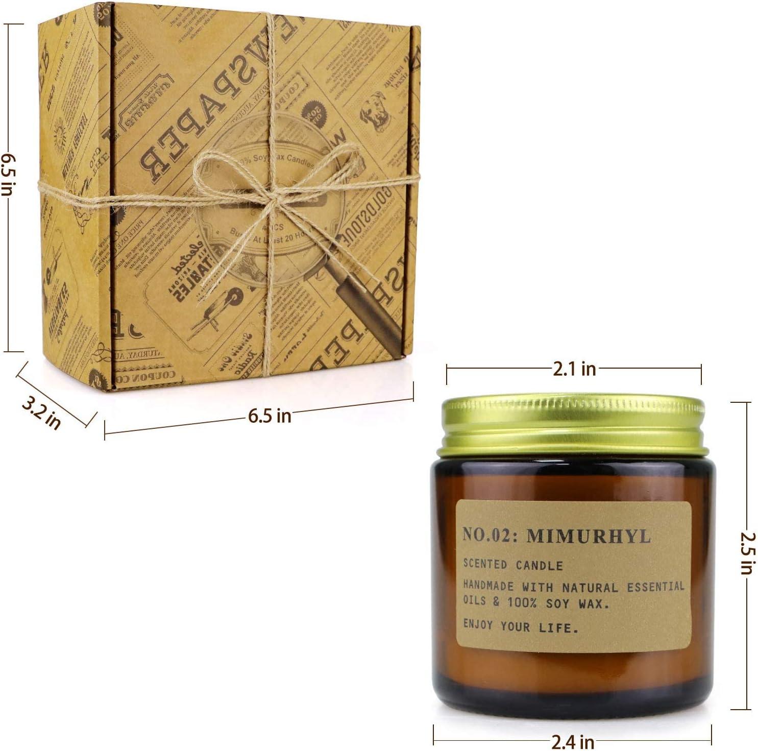 YFYTRE 4 Pack Scented Candle Set Soy Wax, Aromatherapy Candles for Home Decoration, Jar Candles Gift for Women with Amber Glass Jars and Kraft Wrapping