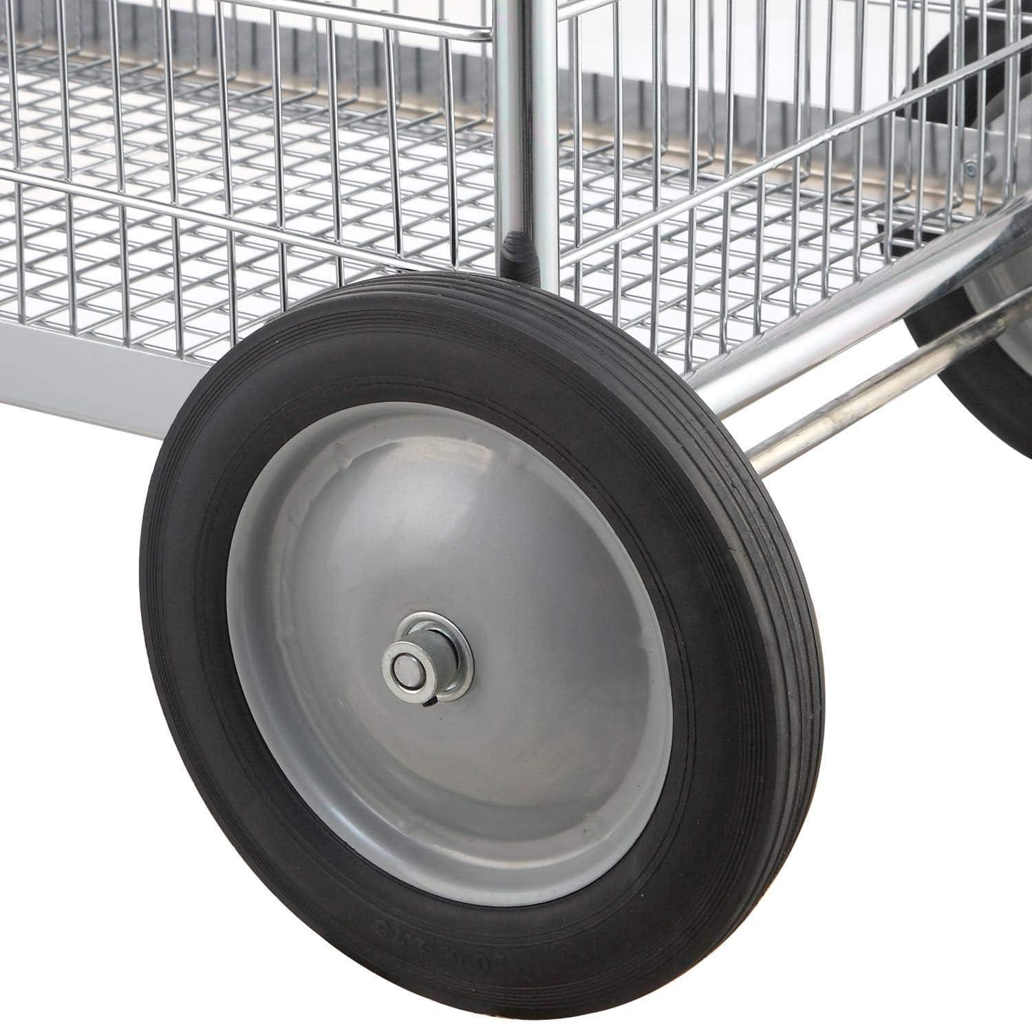 Chrome-Plated 2-Shelf Wire Mail and File Cart with Wheels