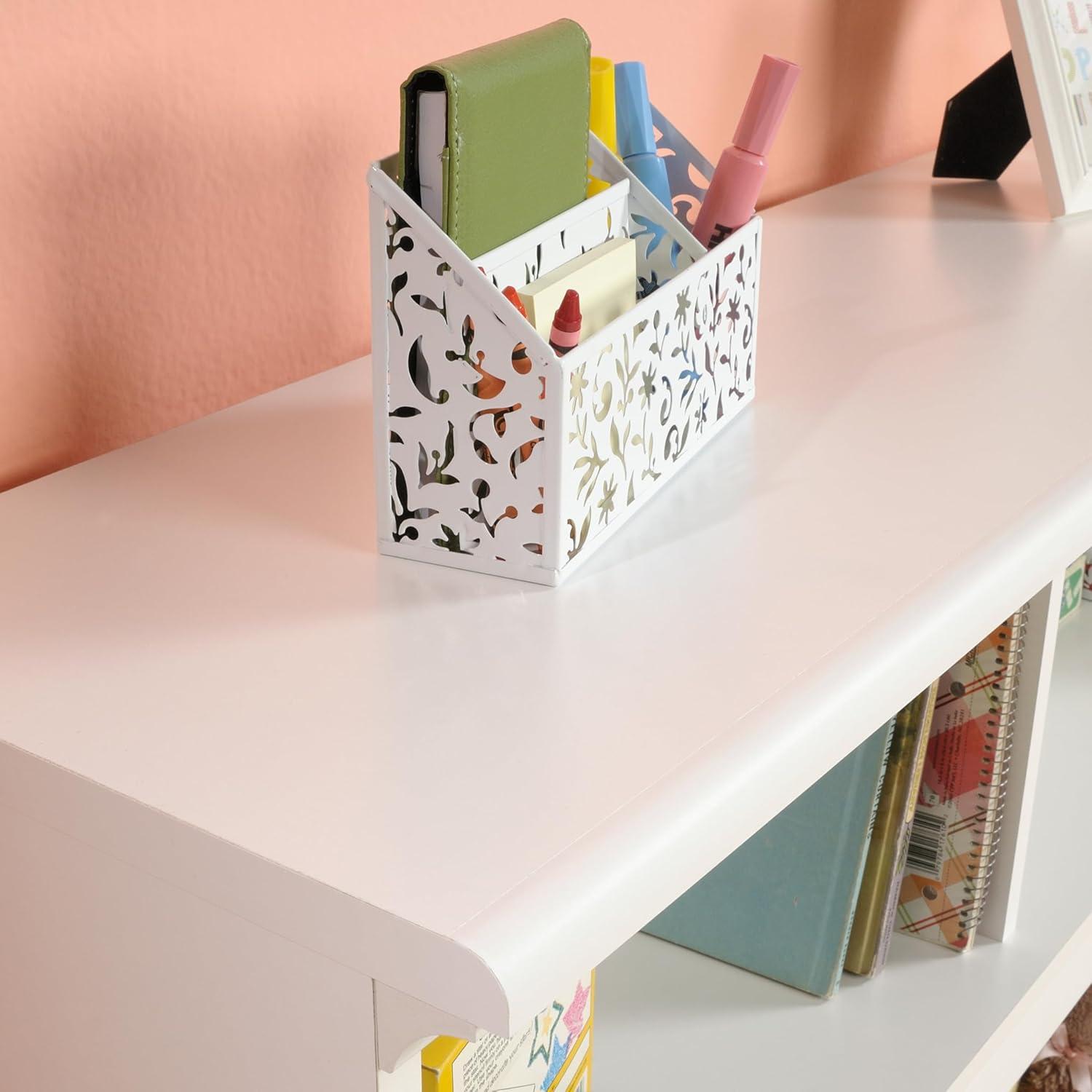 Soft White Kids Bookcase with Cubby Storage