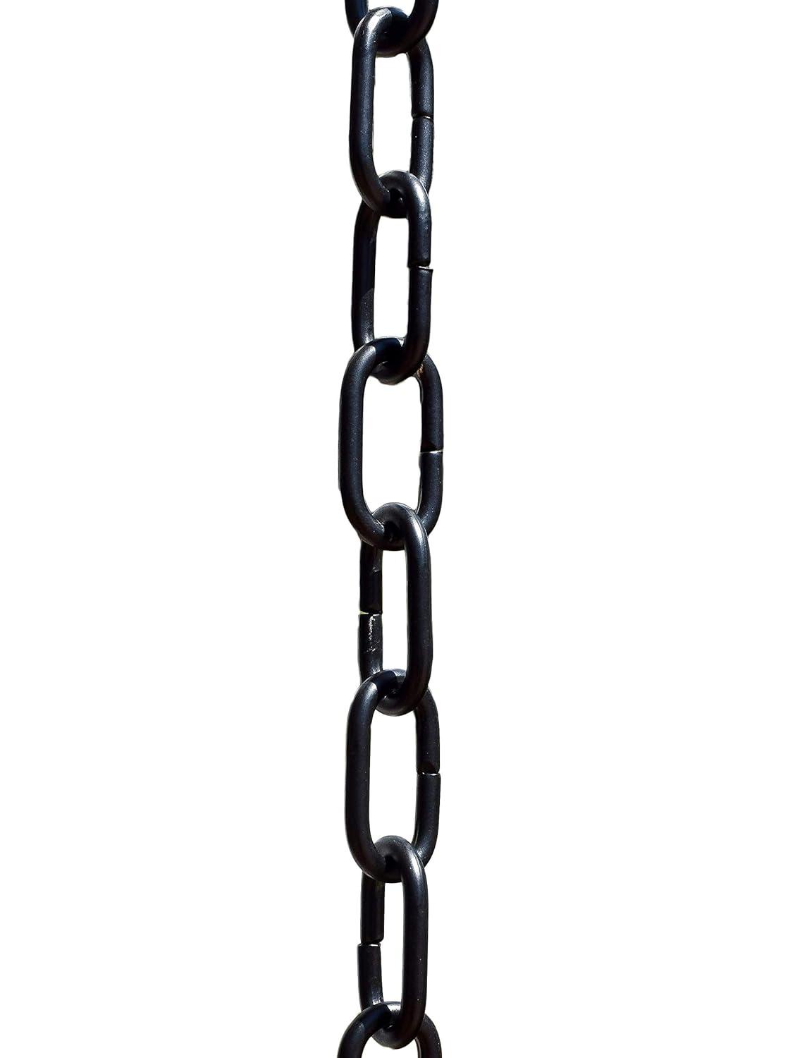 Monarch Rain Chains Aluminum Traditional Link Rain Chain, 8.5 ft Black Powder Coated Aluminum Decorative Rain Catcher Chain for Gutters, Black Aluminum Rain Gutter Replacement Downspout