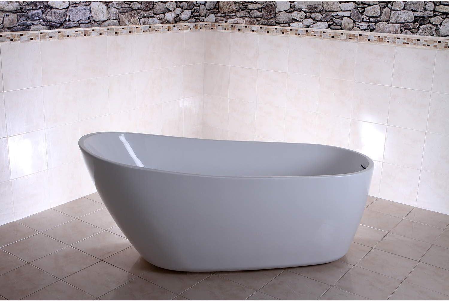 Kingston Brass Aqua Eden 68-Inch Acrylic Oval Single Slipper Freestanding Tub with Drain