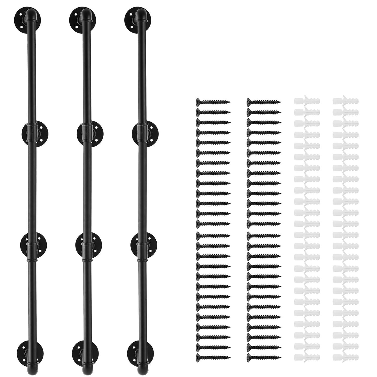 17 Stories Industrial Pipe Shelf 4 Tier 3PCS 11.8in W Wall-Mount Planks NOT Included