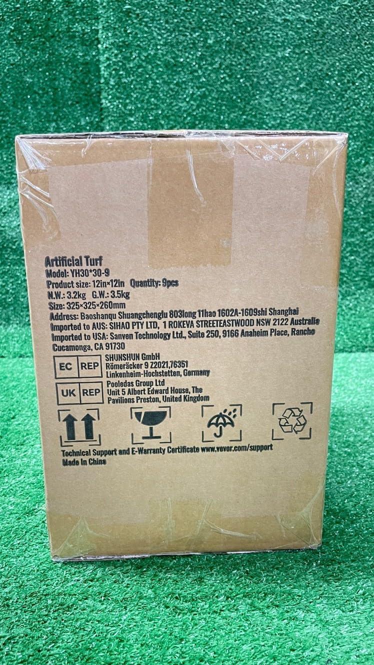 VEVOR 12" x 12" Artificial Grass Turf Panels (Set of 9)