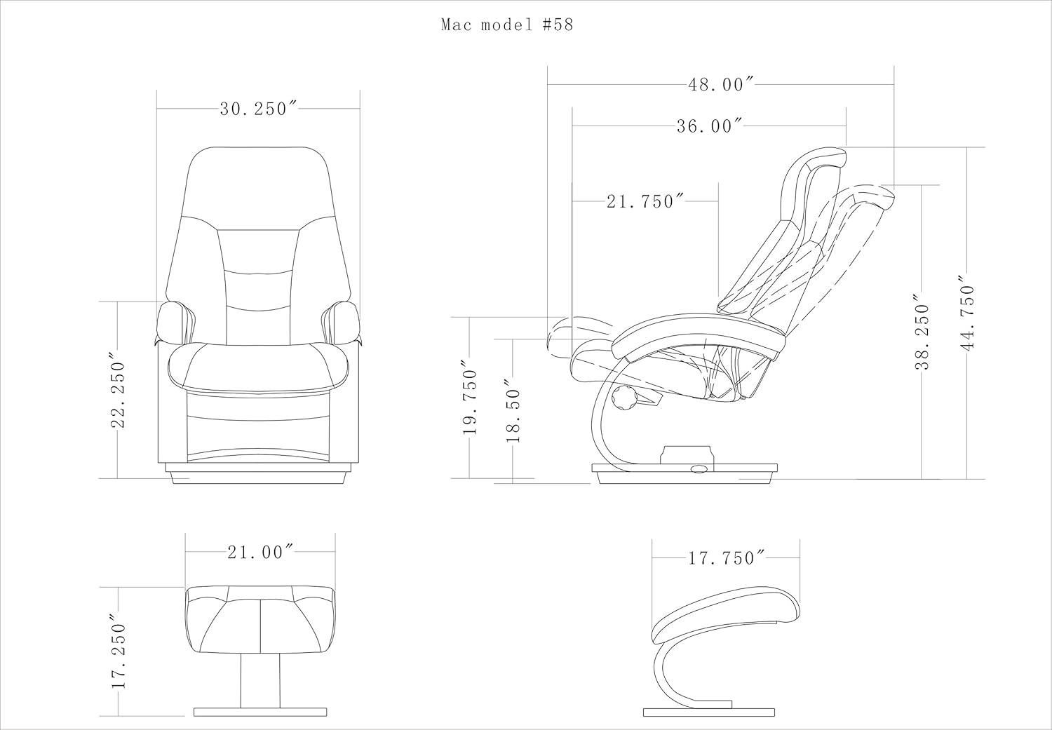 Sand Top Grain Leather Swivel Recliner with Walnut Base