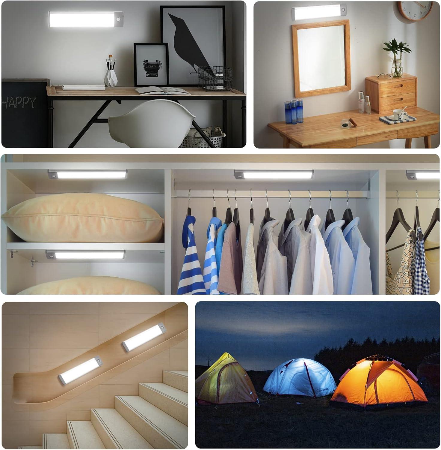 LEPOTEC 2022 30 LED Under Counter Closet Lighting, Pantry Light, LED Motion Sensor Cabinet Light Battery Powered Operated Light 2500mah Rechargeable Wireless Motion Sensor Closet Light