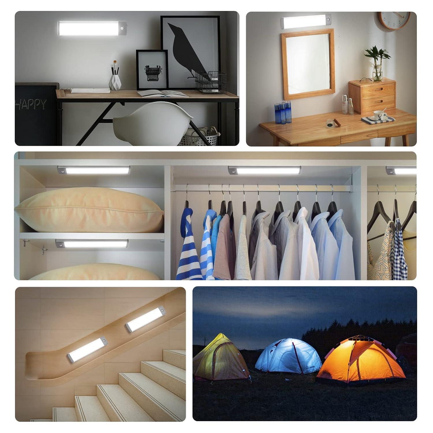 LEPOTEC 2022 30 LED Under Counter Closet Lighting, Pantry Light, LED Motion Sensor Cabinet Light Battery Powered Operated Light 2500mah Rechargeable Wireless Motion Sensor Closet Light