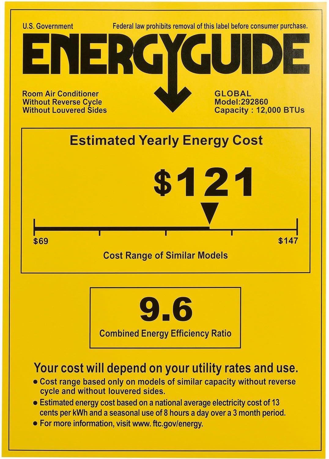 Global Industrial 292860 Wall Air Conditioner with Heat - 1230W - 230V - 12000 BTU