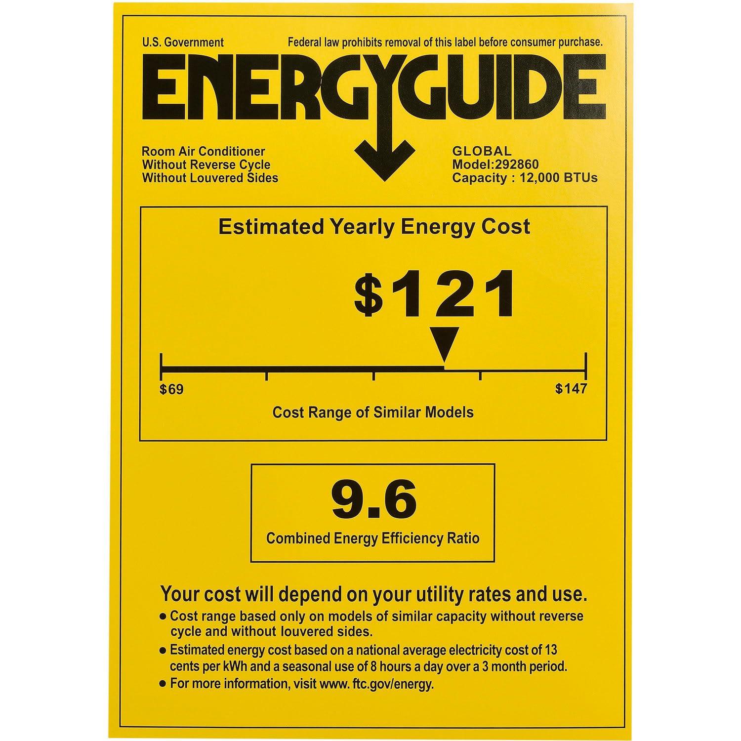 Global Industrial 292860 Wall Air Conditioner with Heat - 1230W - 230V - 12000 BTU